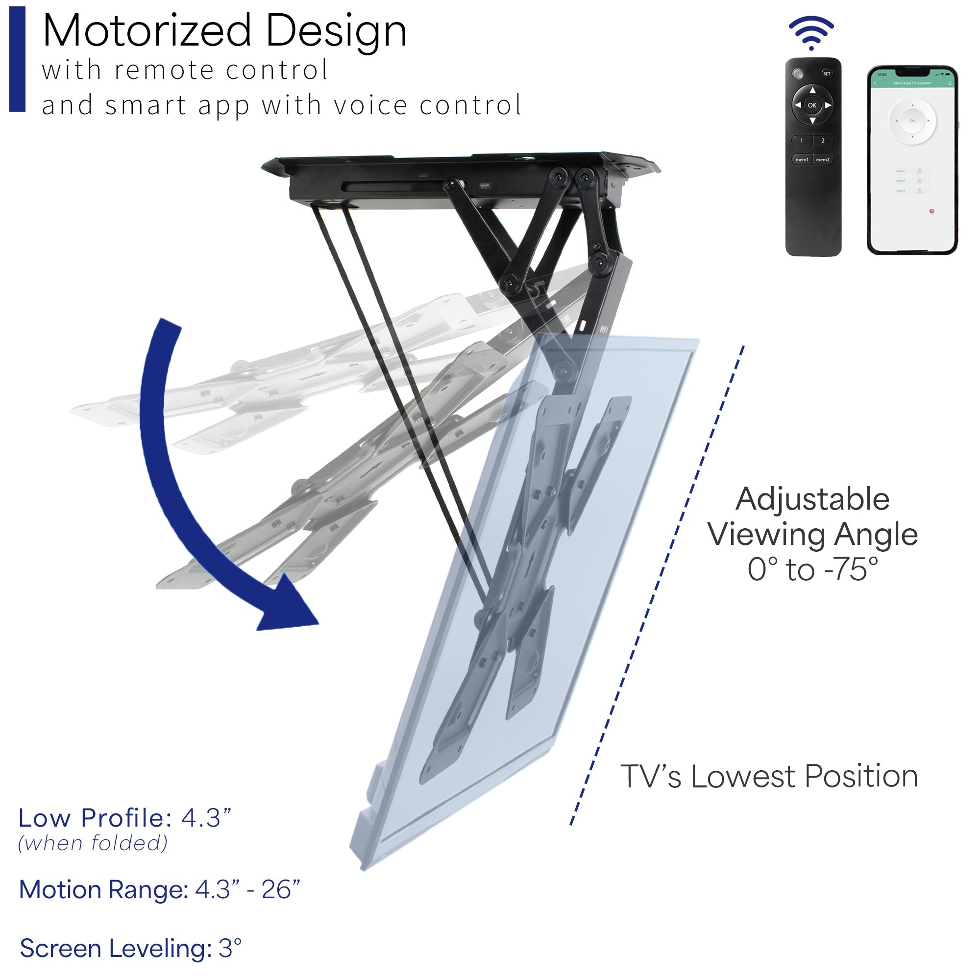 Electric Flip Down Ceiling Mount for 23" to 55" TVs