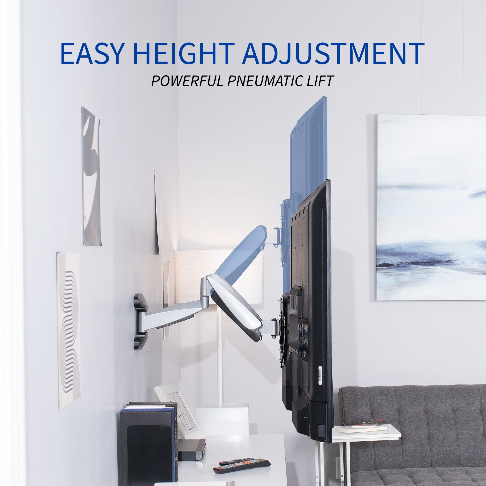 Silver Pneumatic Arm Wall Mount for 40" to 70" TVs