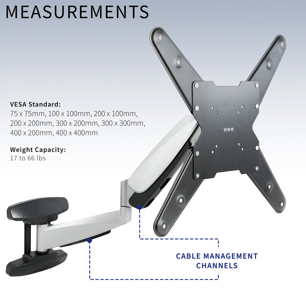 Silver Pneumatic Arm Wall Mount for 40" to 70" TVs