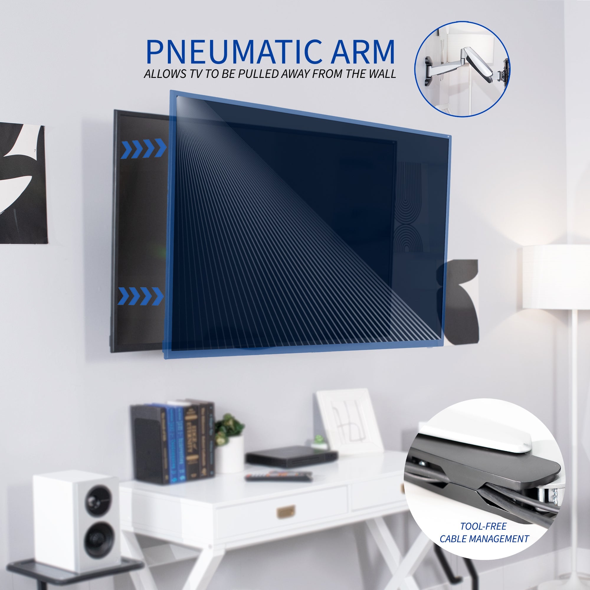 Silver Pneumatic Arm Wall Mount for 40" to 70" TVs