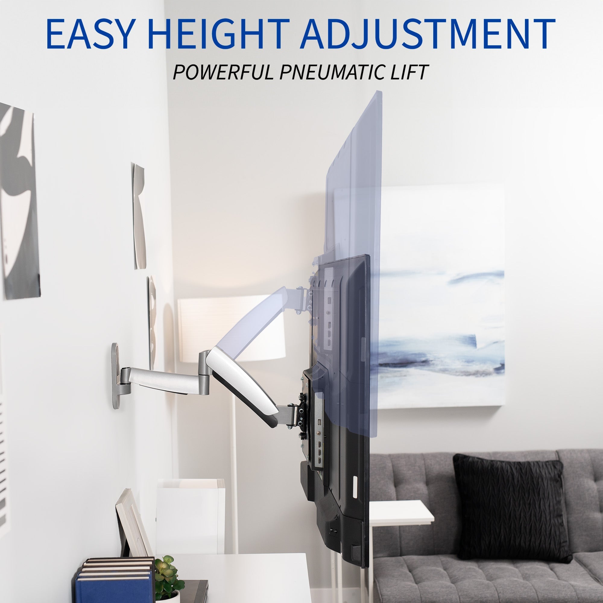 Silver Pneumatic Arm Wall Mount for 26" to 55" TVs