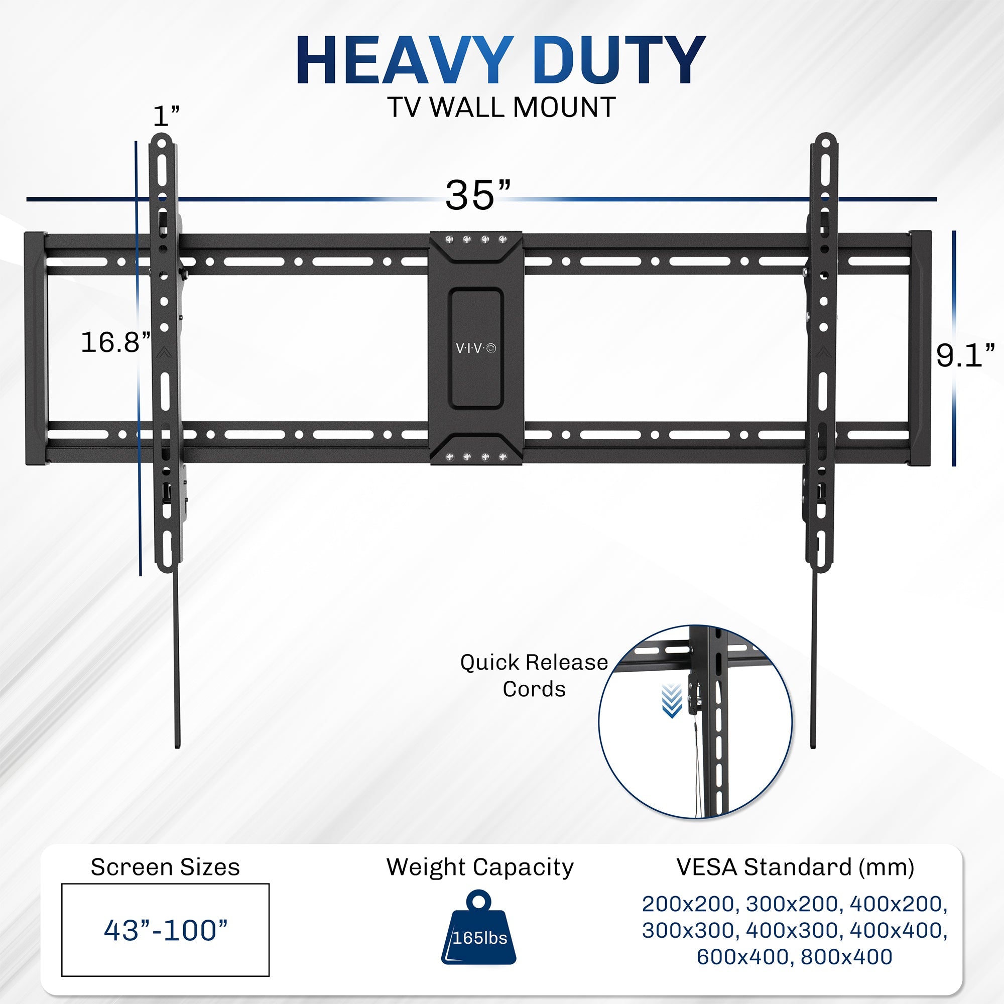 Extra Large Tilting Wall Mount for 43” to 100” TVs