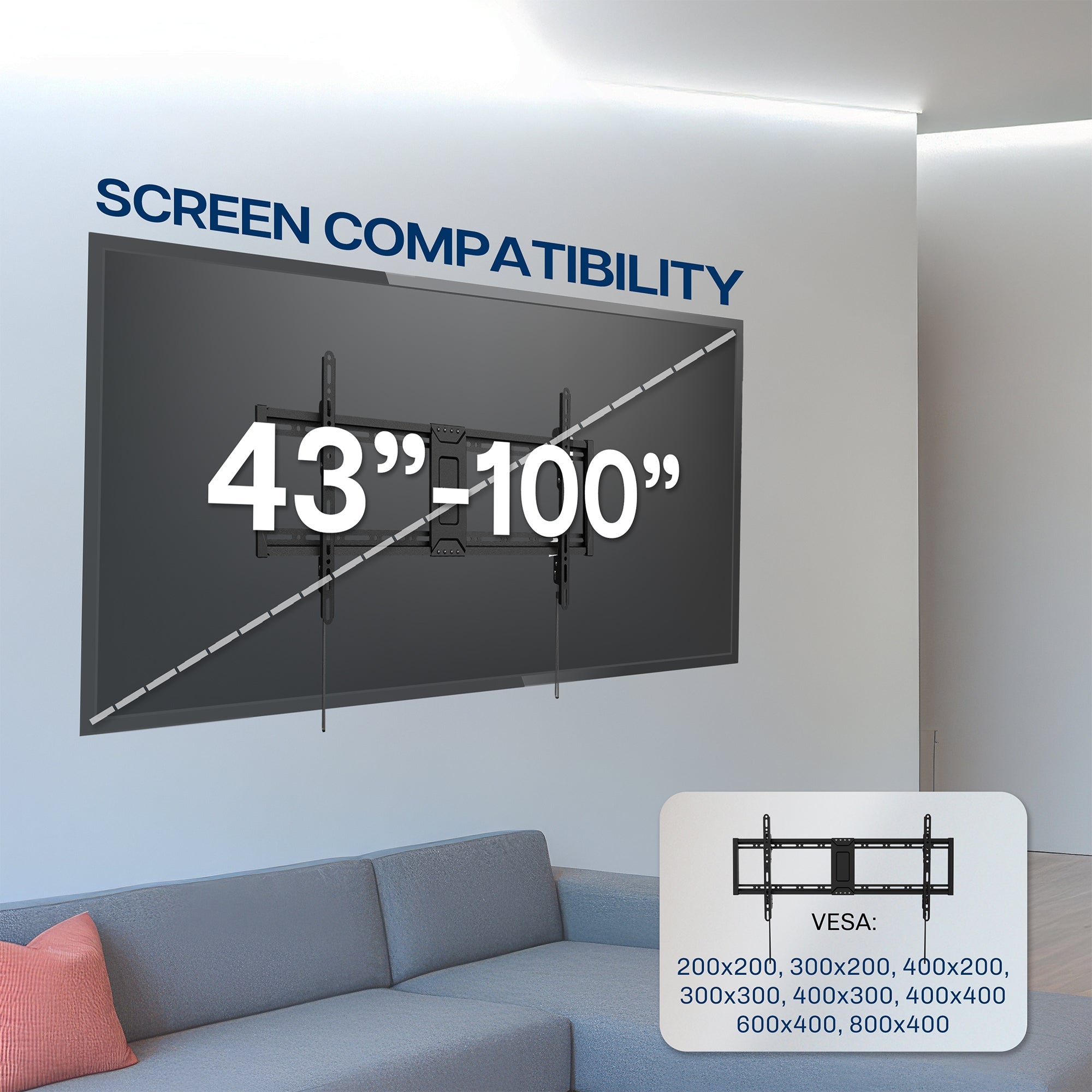 Extra Large Tilting Wall Mount for 43” to 100” TVs
