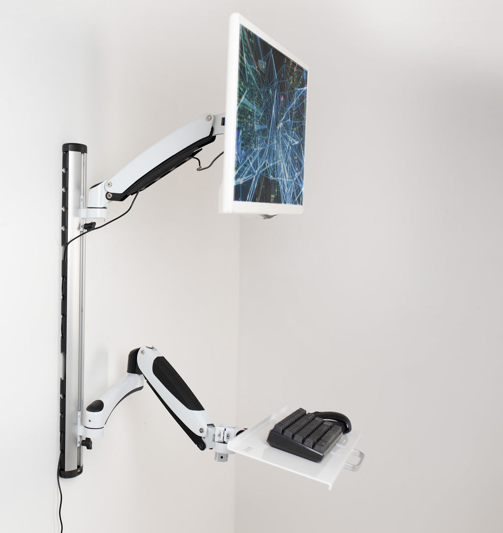 Single 13" to 27" Monitor Sit to Stand Wall Mount Workstation