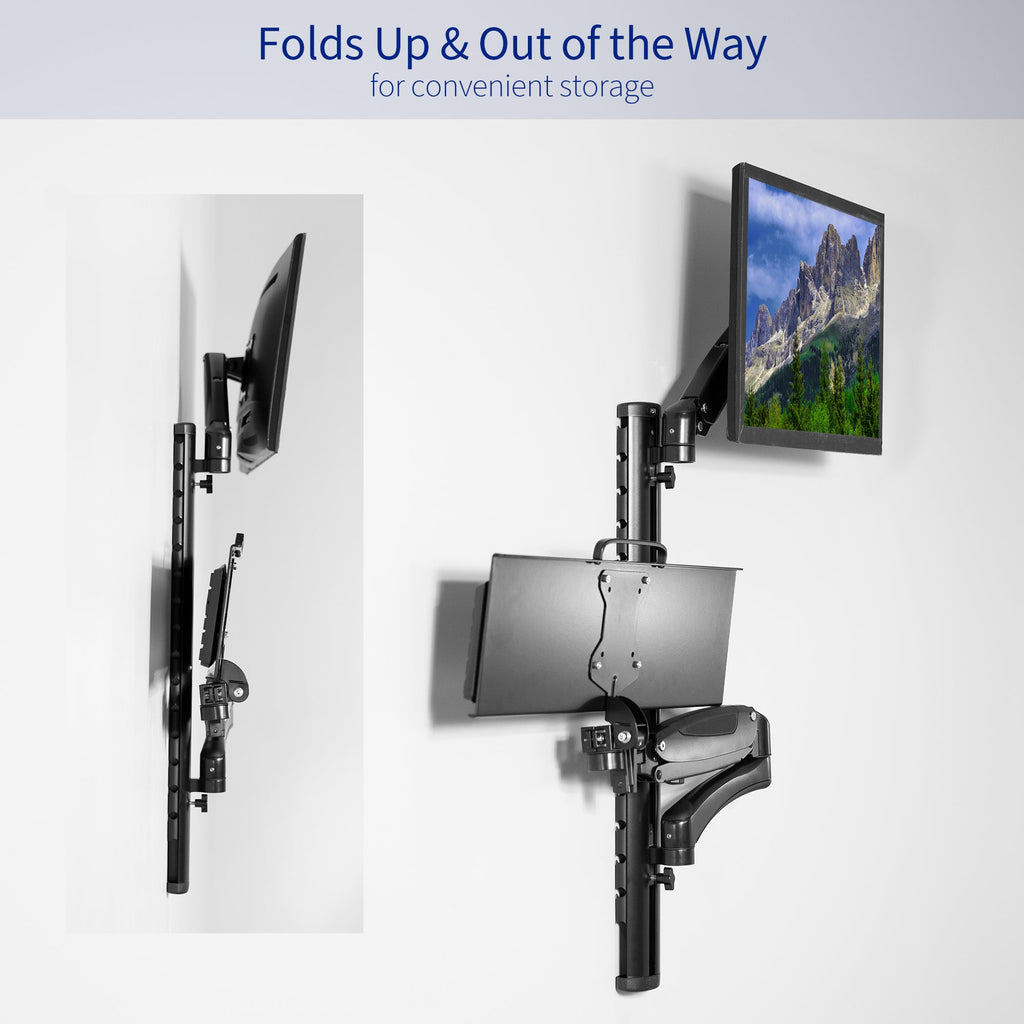 Single 13" to 27" Monitor Sit to Stand Wall Mount Workstation