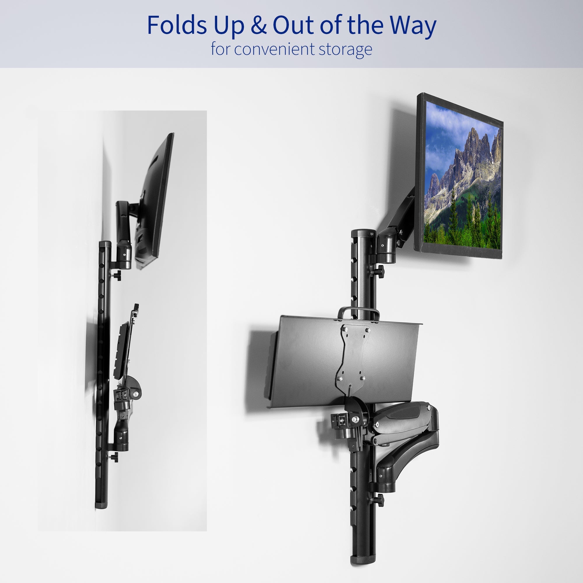 Single 13" to 27" Monitor Sit to Stand Wall Mount Workstation