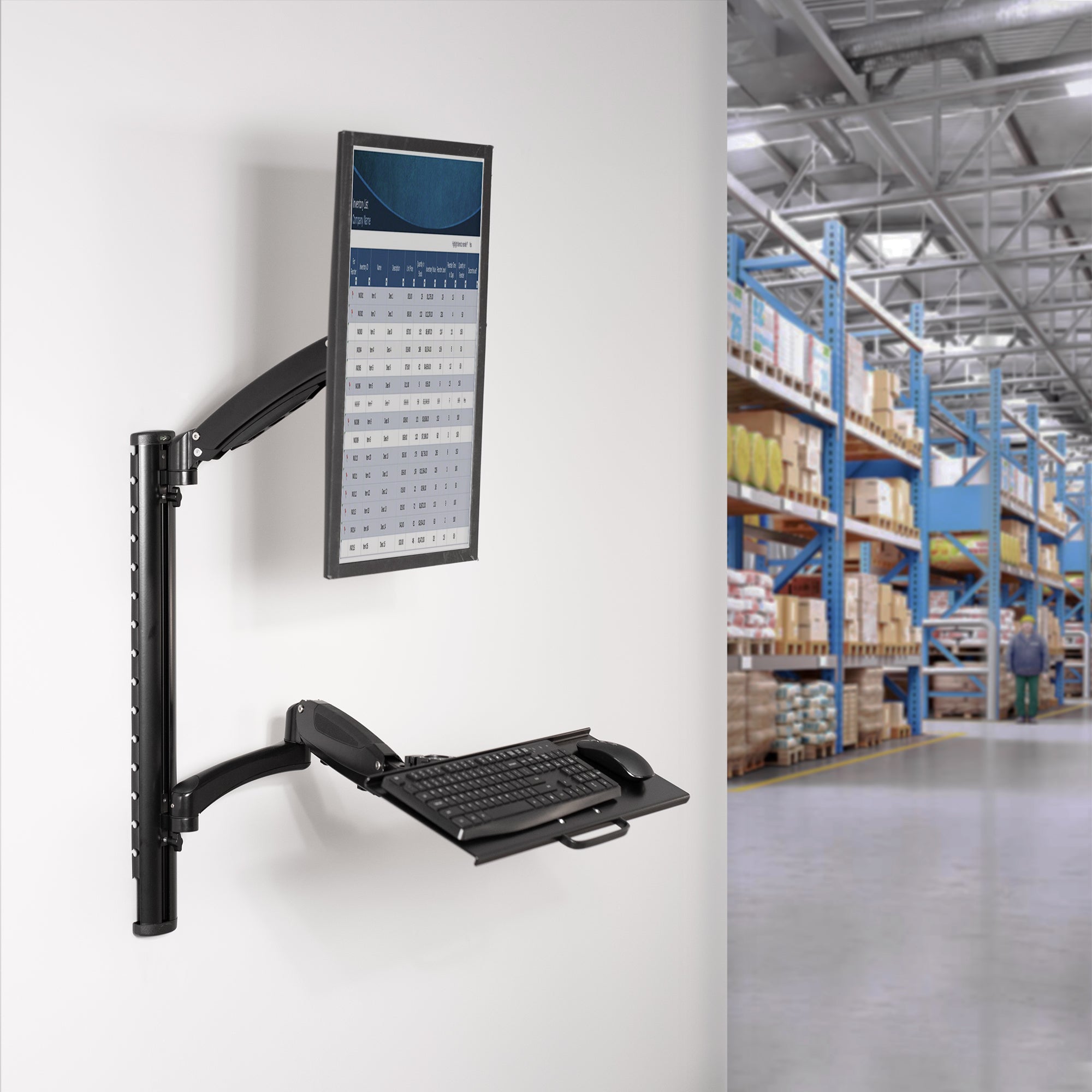 Single 13" to 27" Monitor Sit to Stand Wall Mount Workstation