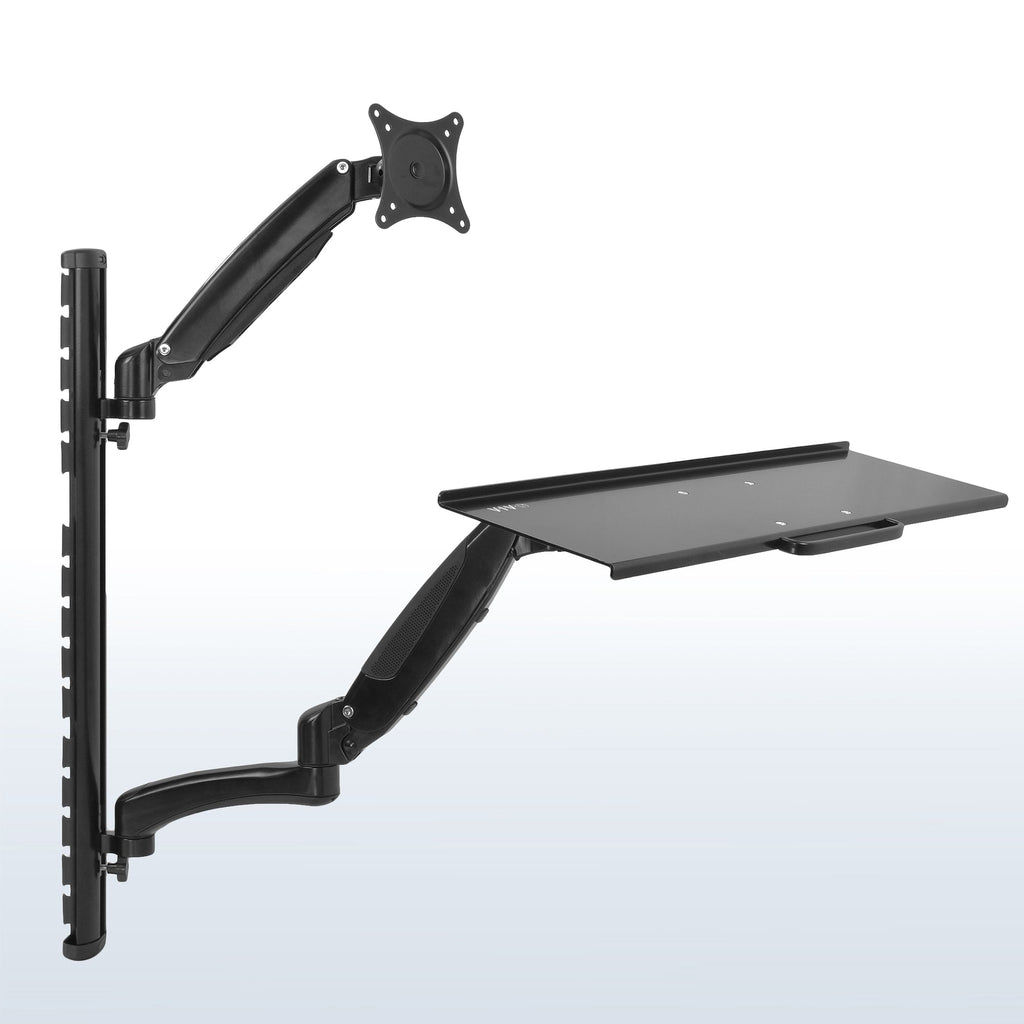 Single 13" to 27" Monitor Sit to Stand Wall Mount Workstation