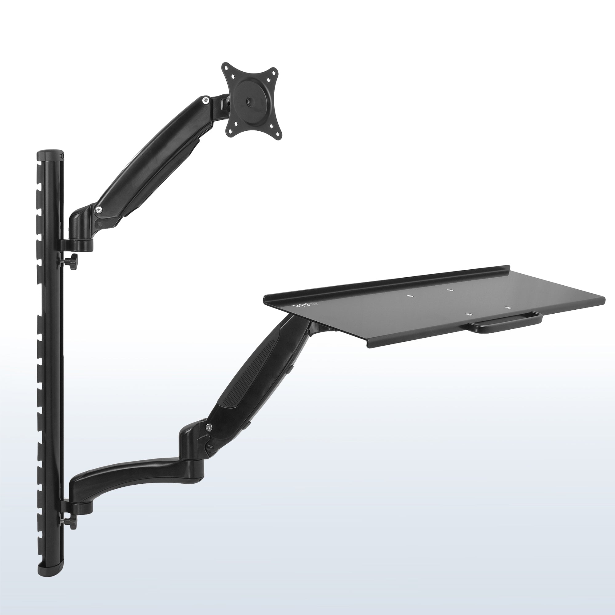 Single 13" to 27" Monitor Sit to Stand Wall Mount Workstation