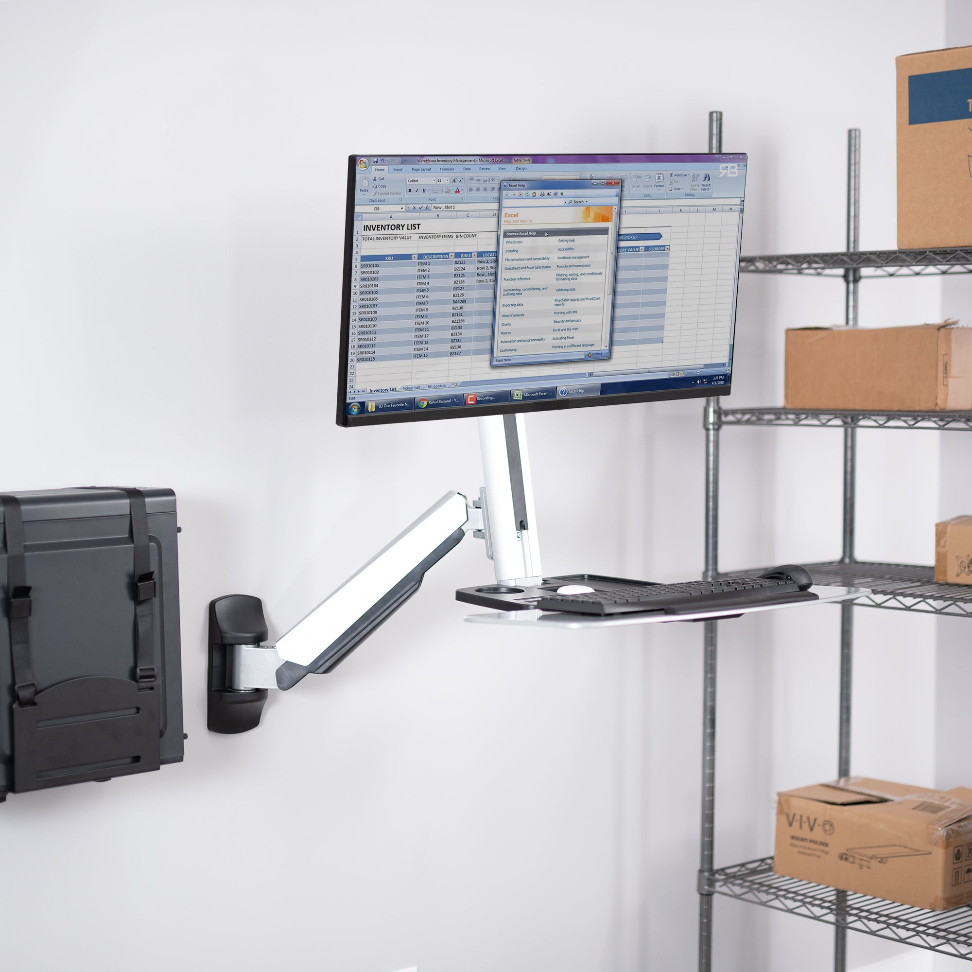 Silver Single 13" to 32" Monitor Sit to Stand Wall Mount