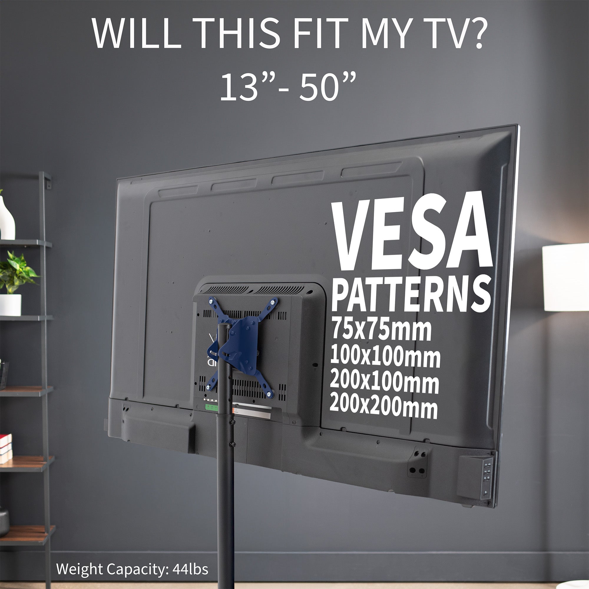 Height Adjustable TV Floor Stand - Up to 65" Screens