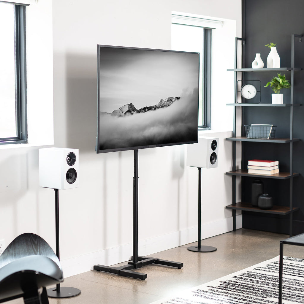 Height Adjustable TV Floor Stand - Up to 65" Screens