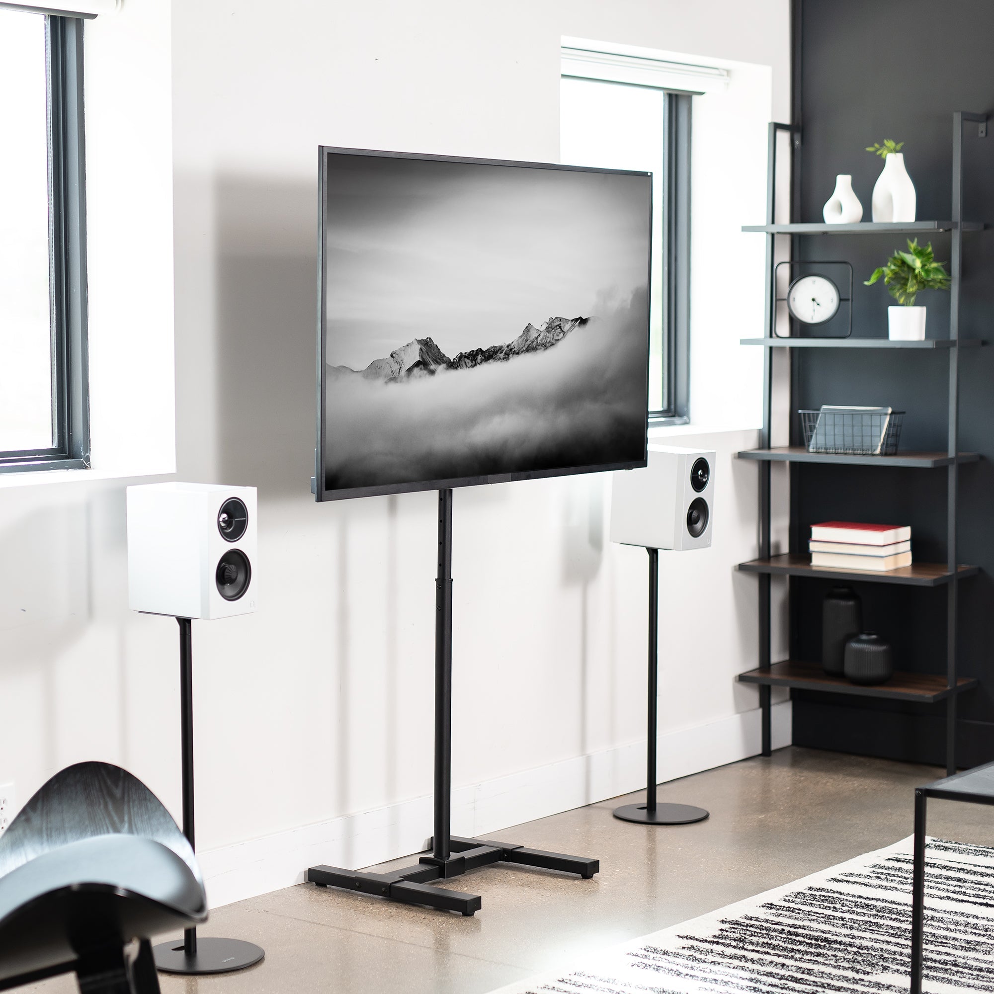 Height Adjustable TV Floor Stand - Up to 65" Screens