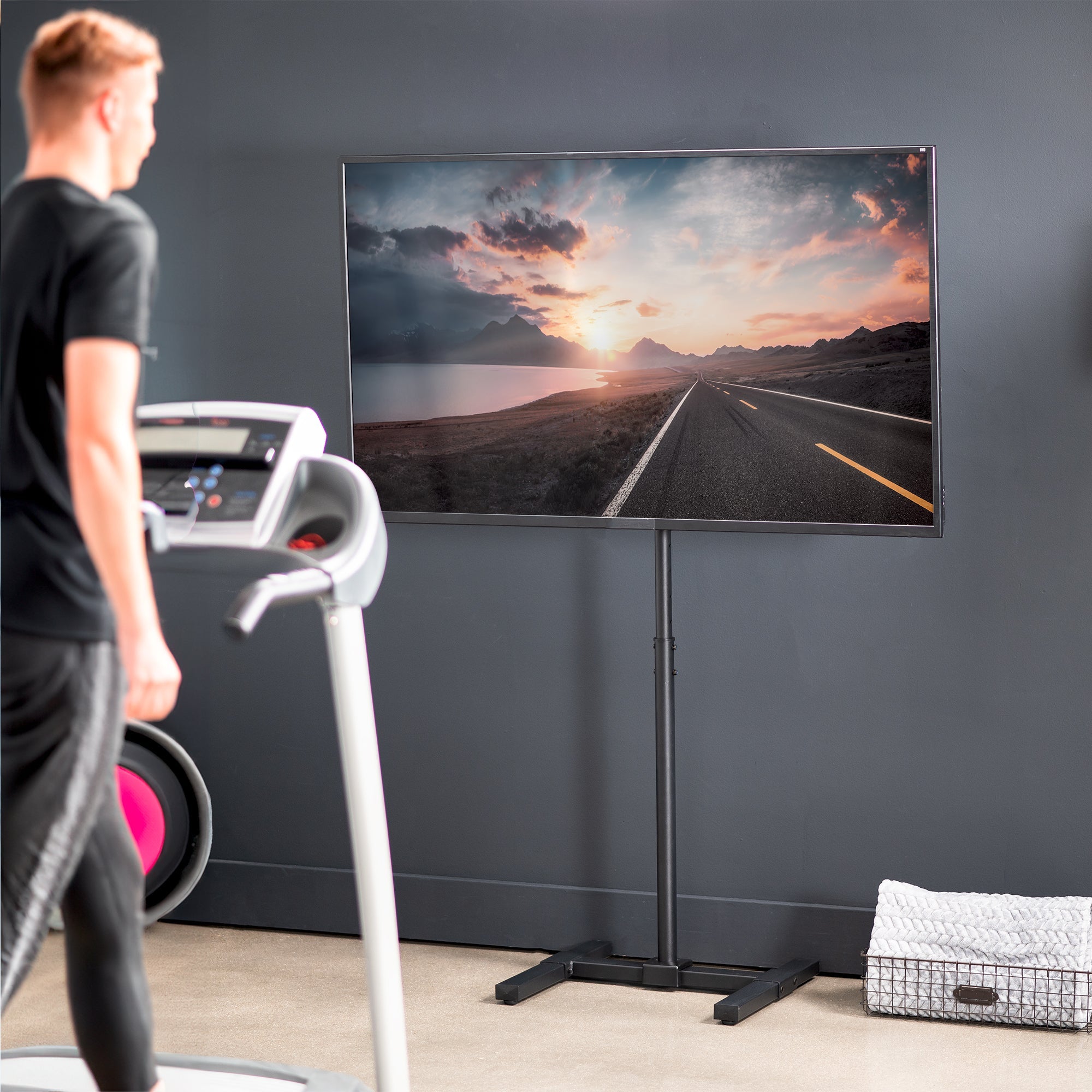 Height Adjustable TV Floor Stand - Up to 65" Screens