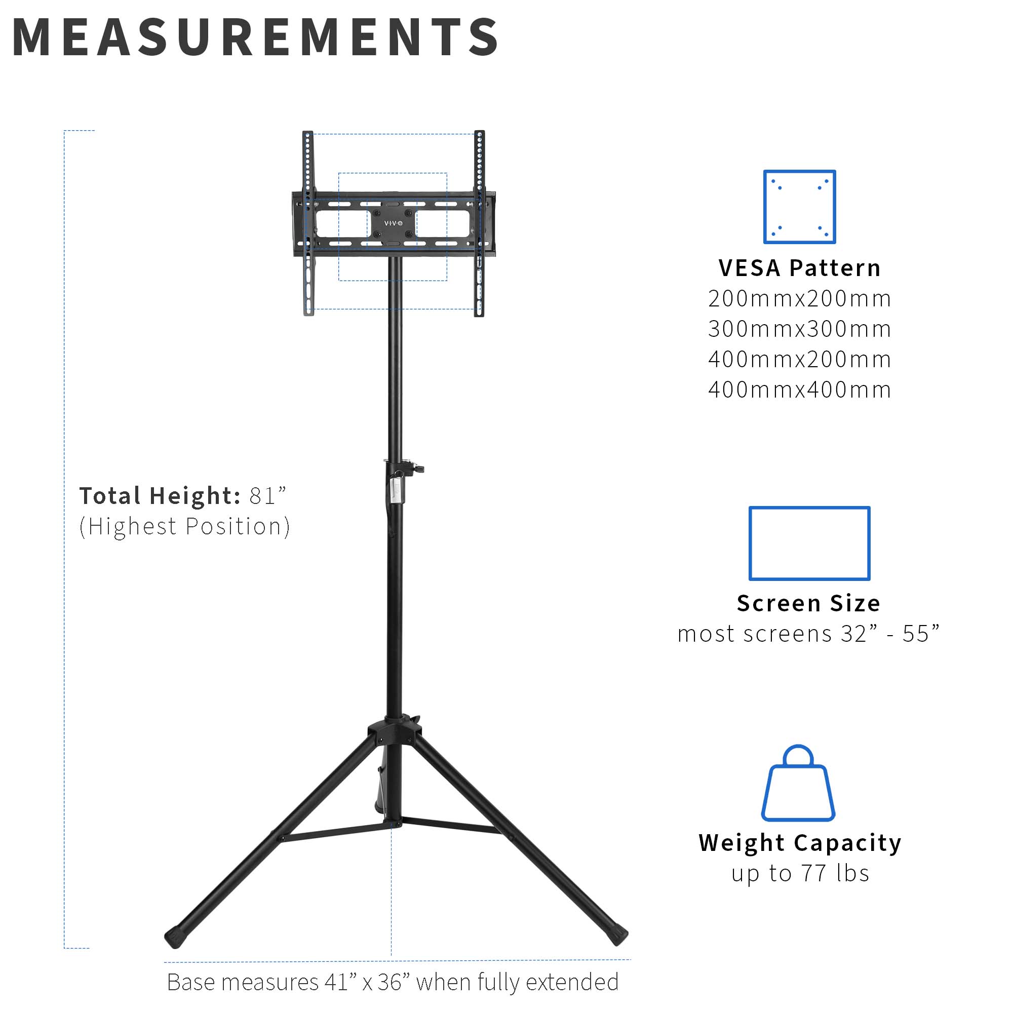 Portable Tripod TV Stand 35" to 75"