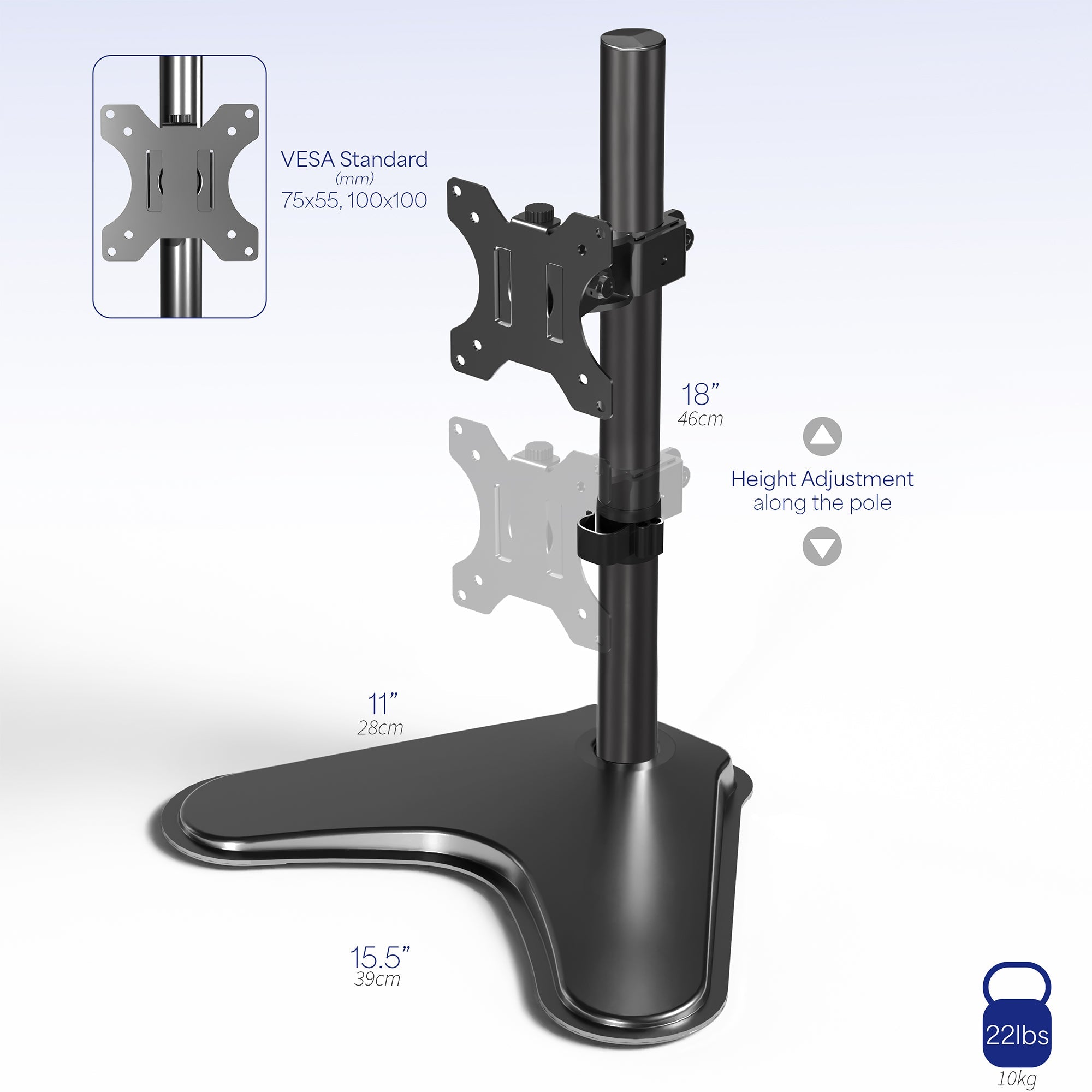 Single Monitor Desk Stand - Up to 38" Screens