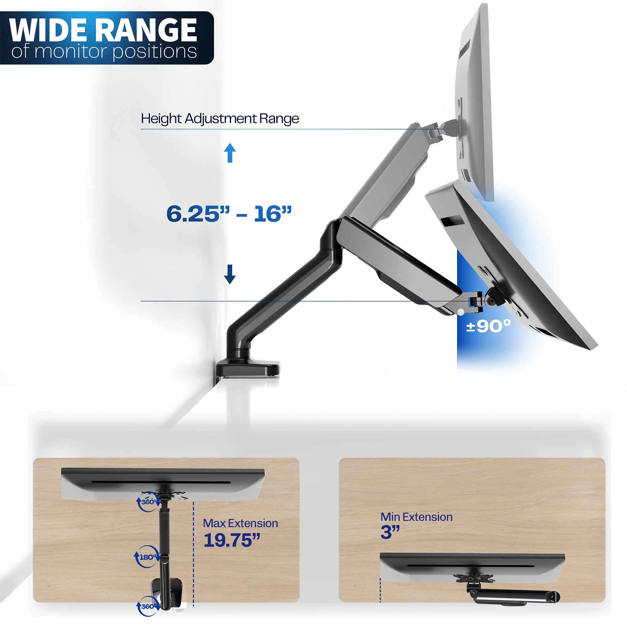 Mechanical Arm Single 17" to 32" Monitor Desk Mount