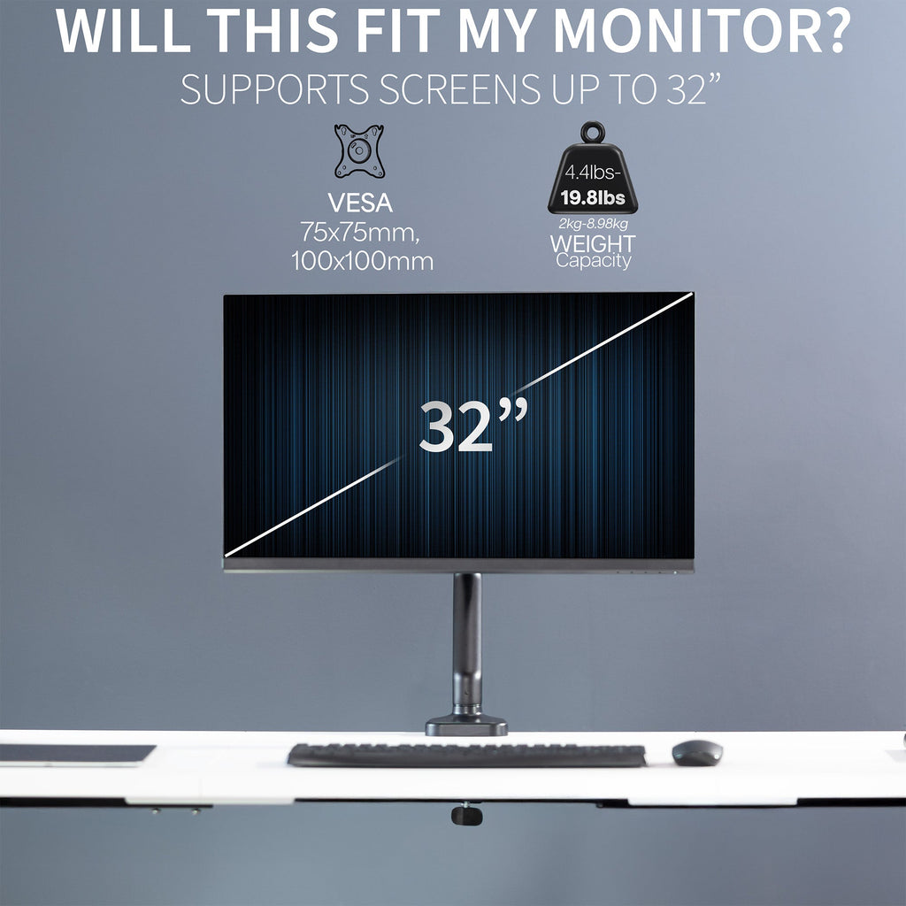 Mechanical Arm Single 17" to 32" Monitor Desk Mount