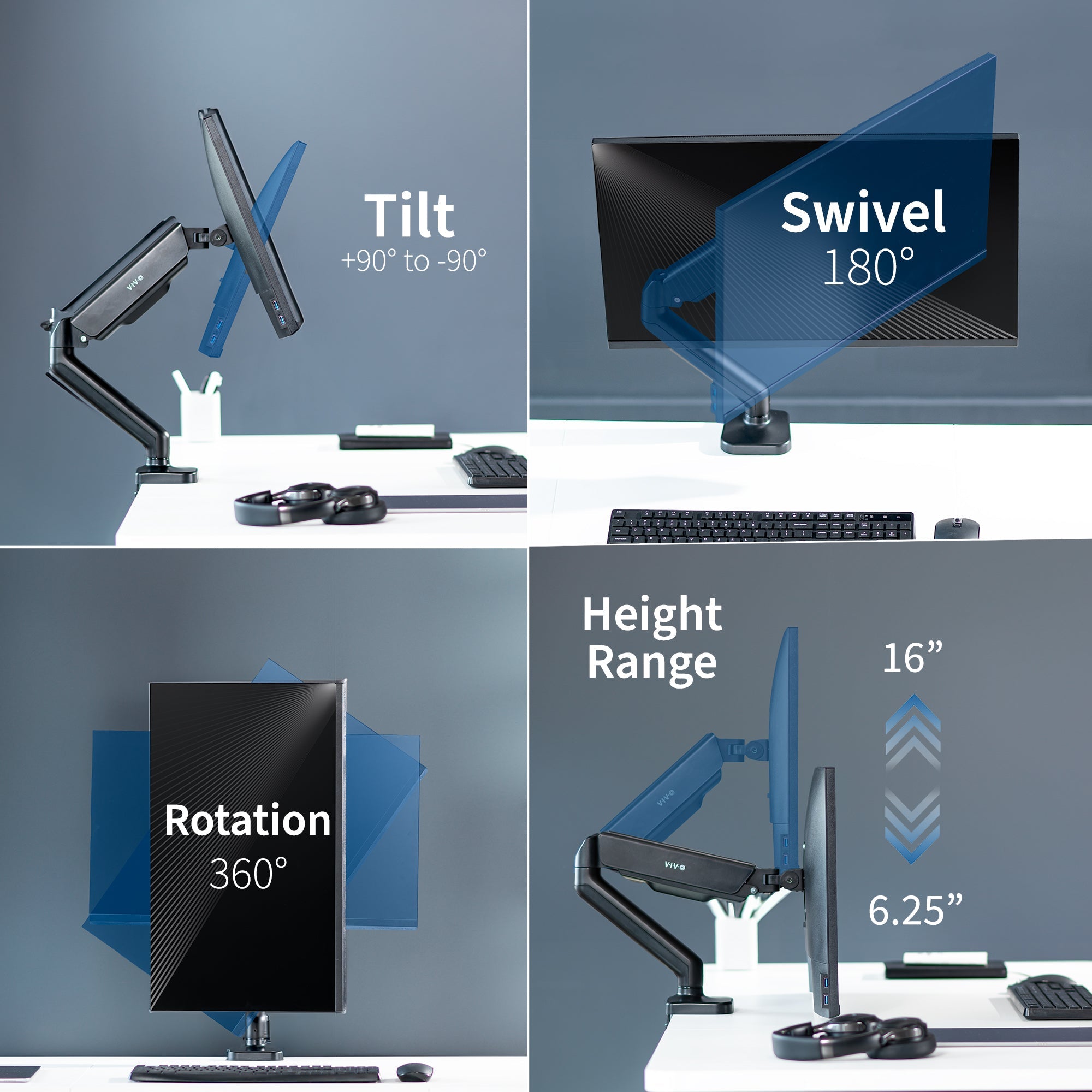 Mechanical Arm Single 17" to 32" Monitor Desk Mount