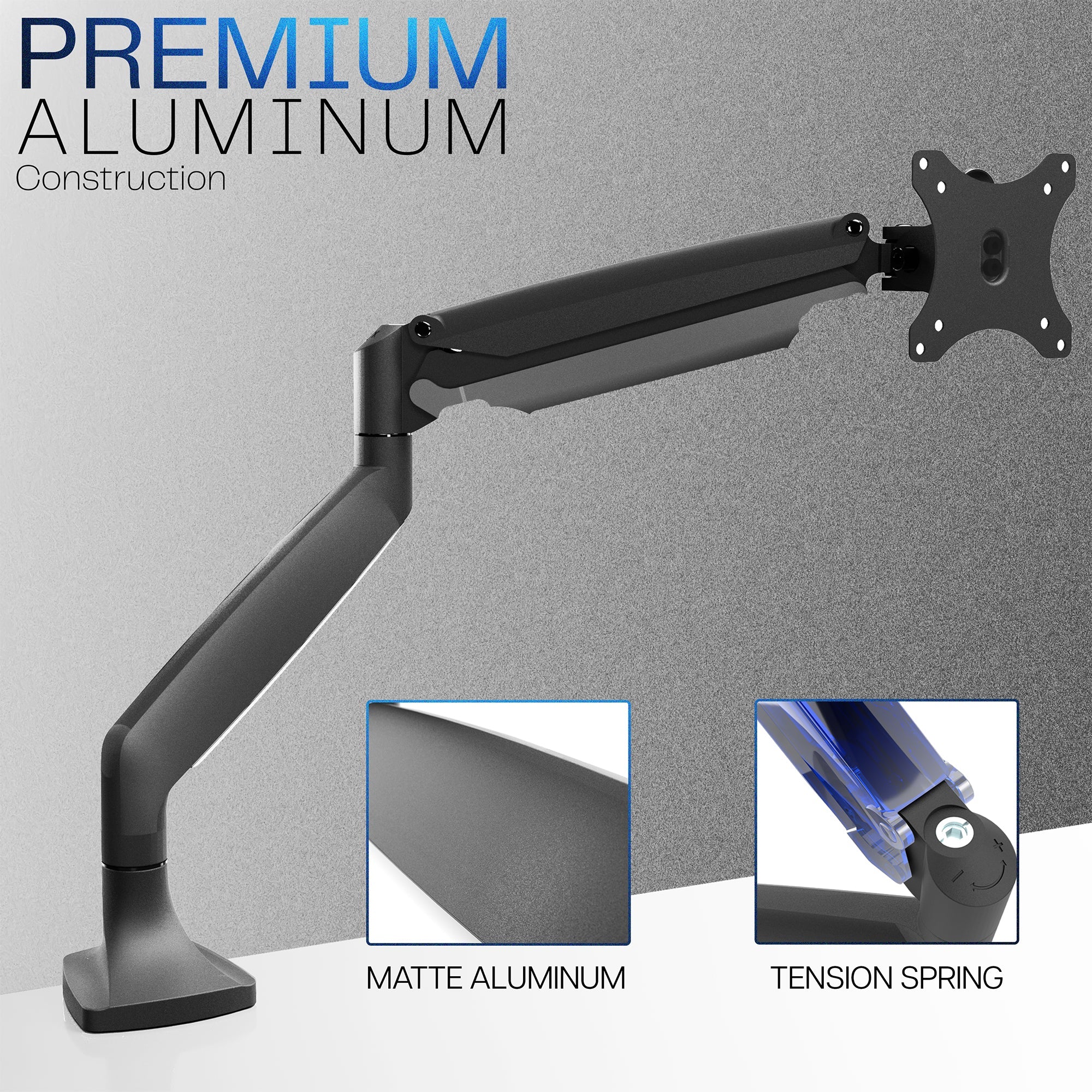 Pneumatic Arm Single 13” to 32" Monitor Desk Mount