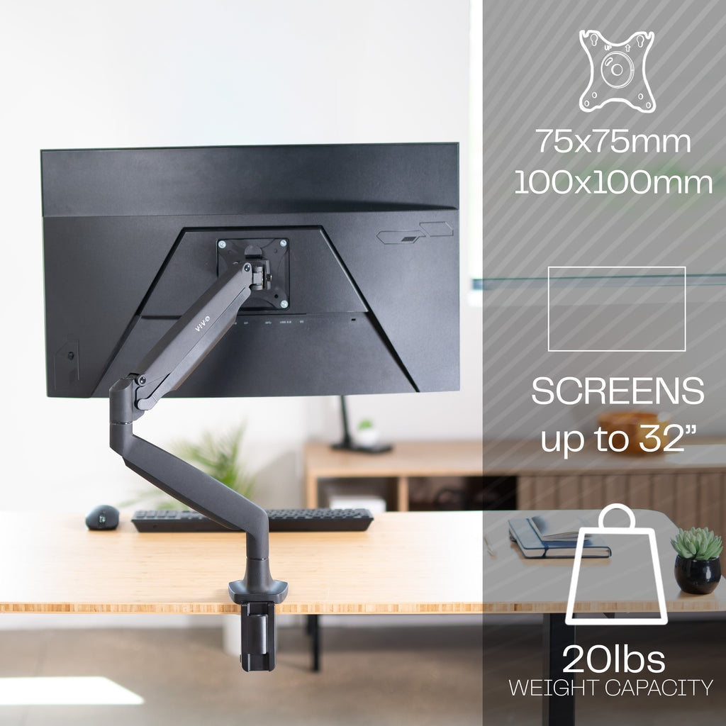 Pneumatic Arm Single 13” to 32" Monitor Desk Mount
