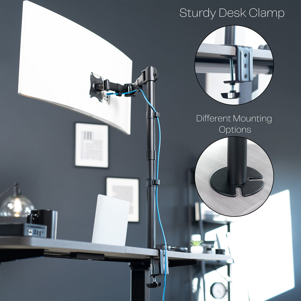 Single Monitor Extra Tall Desk Mount - Up to 38" Screens