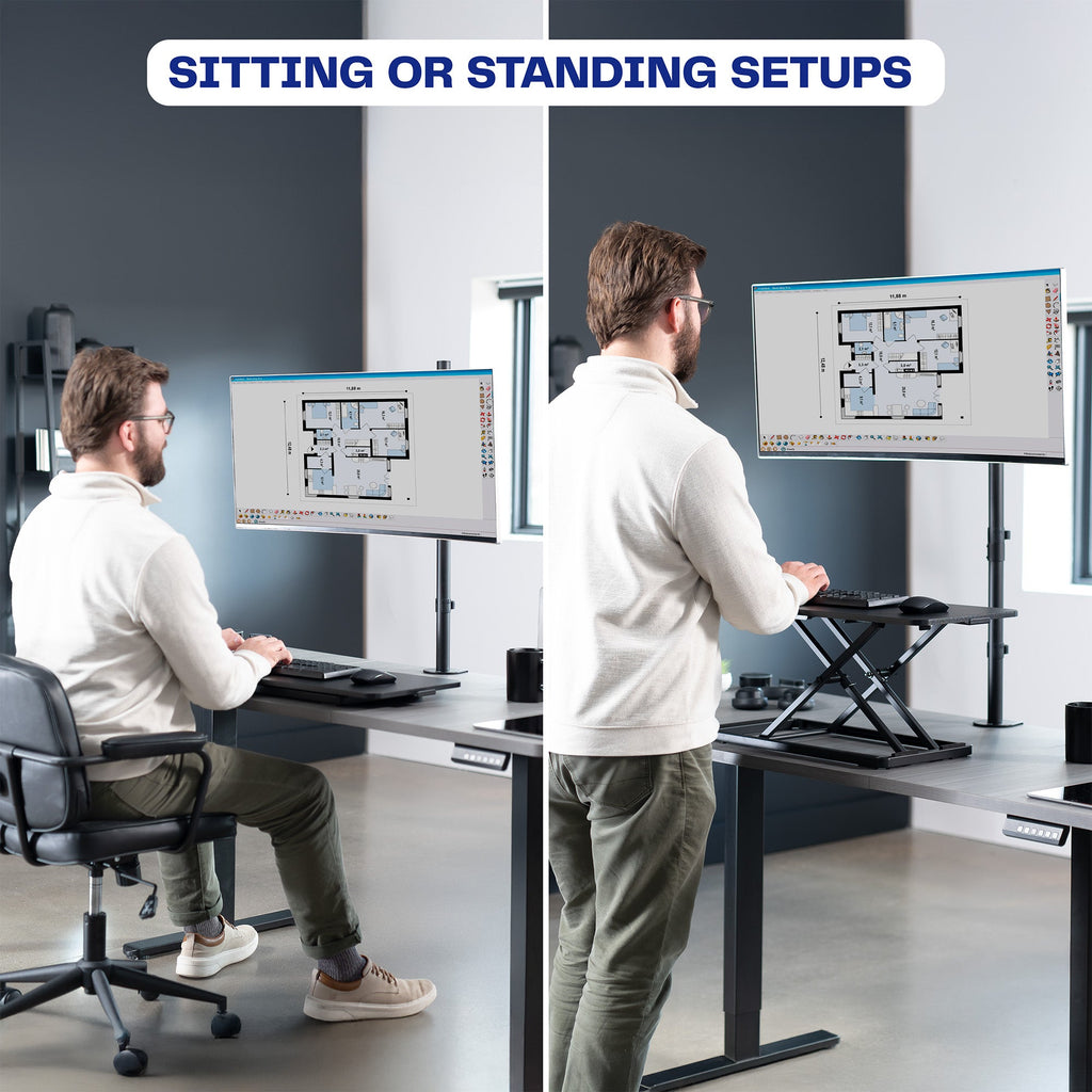 Single Monitor Extra Tall Desk Mount - Up to 38" Screens