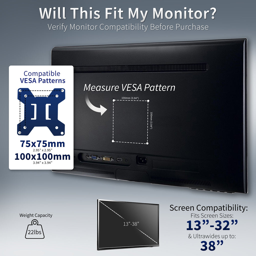 Single Monitor Extra Tall Desk Mount - Up to 38" Screens