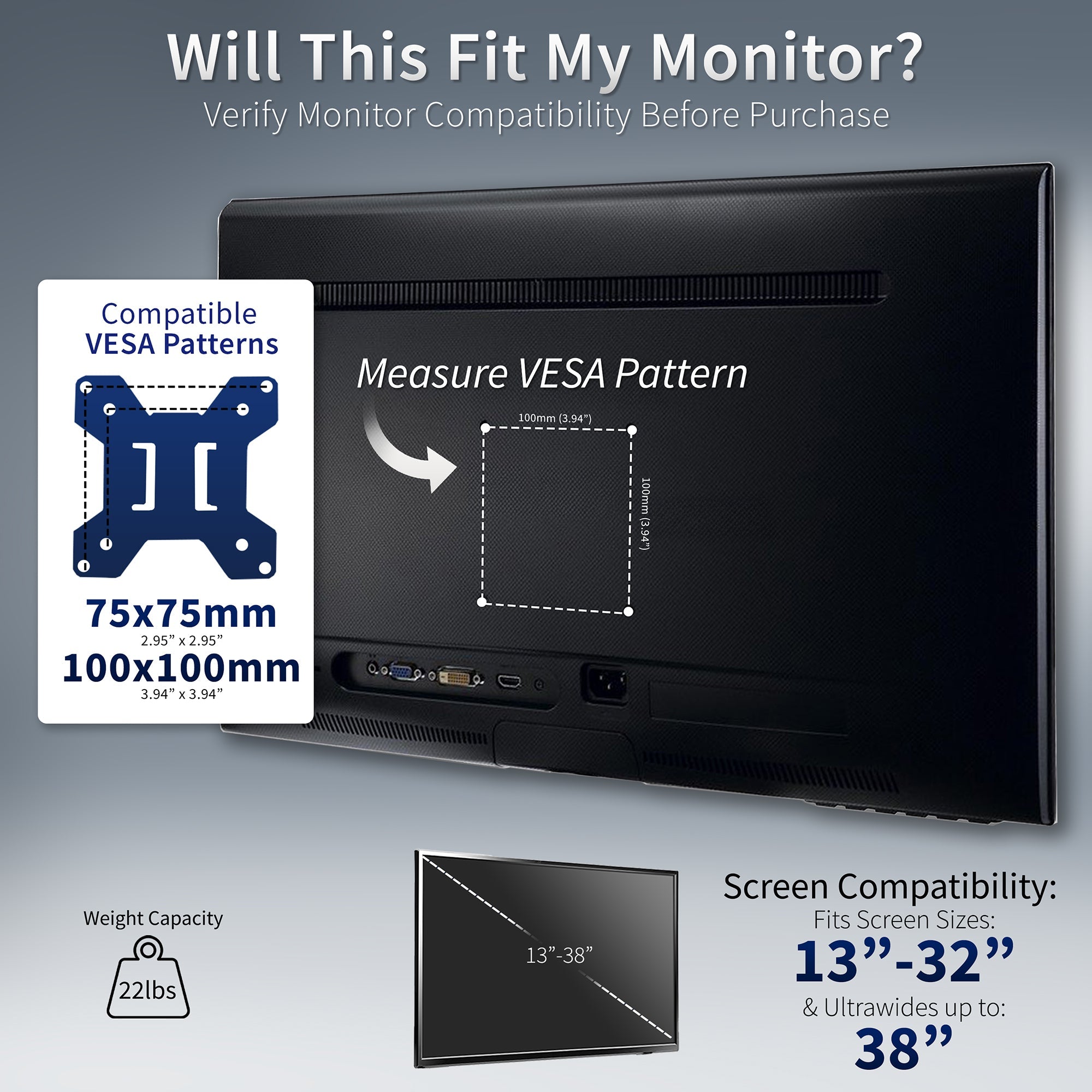 Single Monitor Desk Mount - Up to 38" Screens
