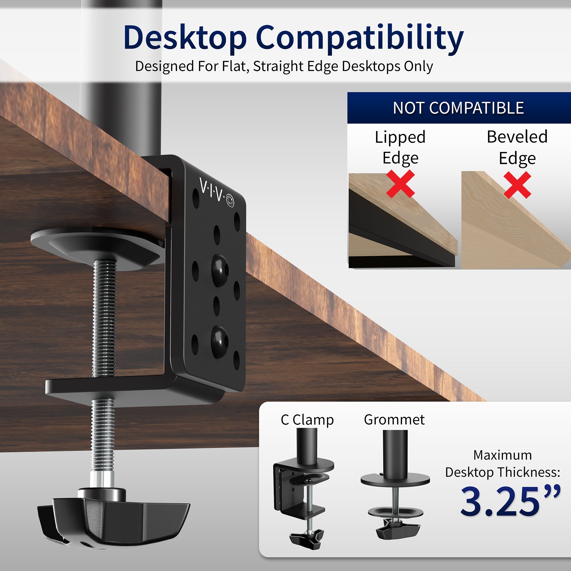 Single Monitor Desk Mount - Up to 38" Screens