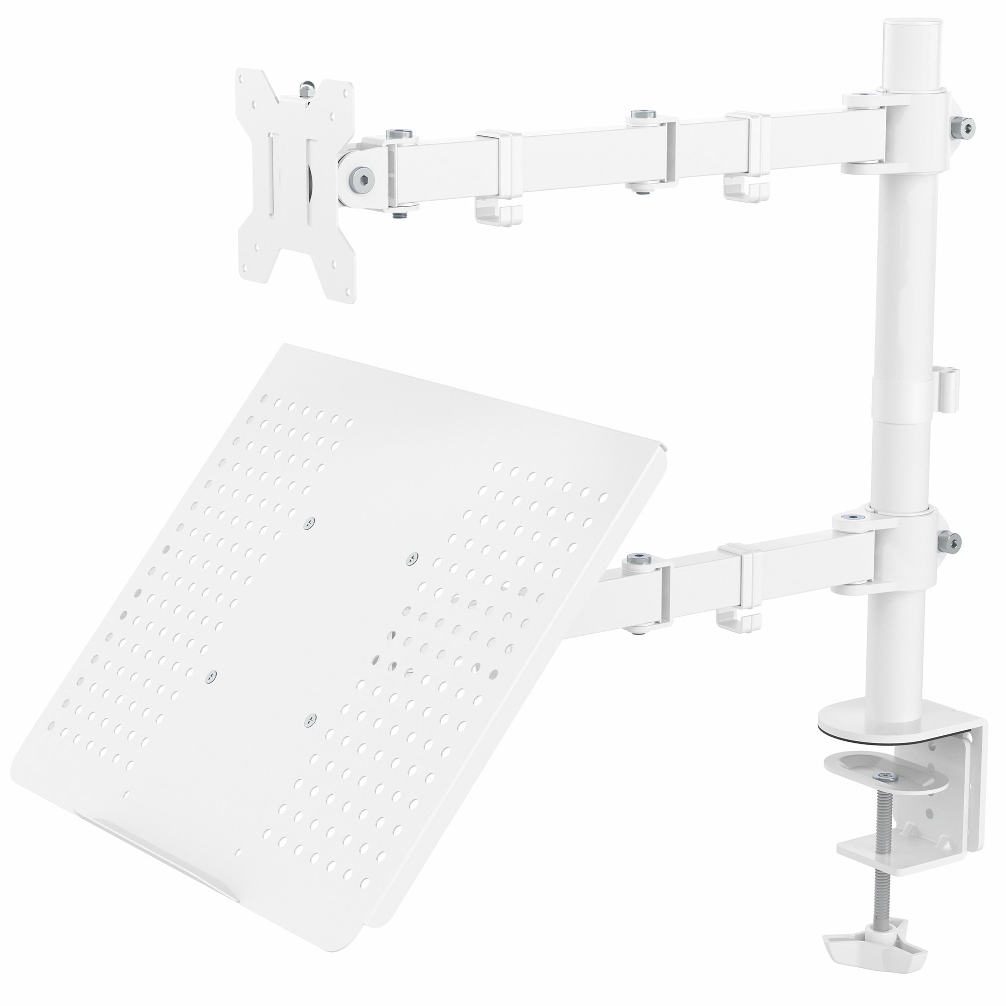Single Monitor and Laptop Desk Mount - Up to 32" Screens, 17" Laptops