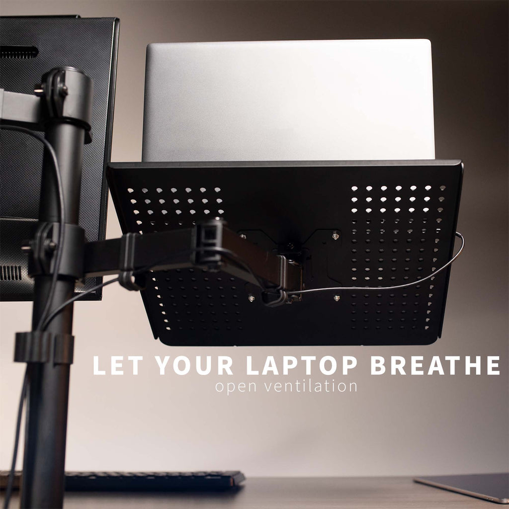 Single Monitor and Laptop Desk Mount - Up to 32" Screens, 17" Laptops