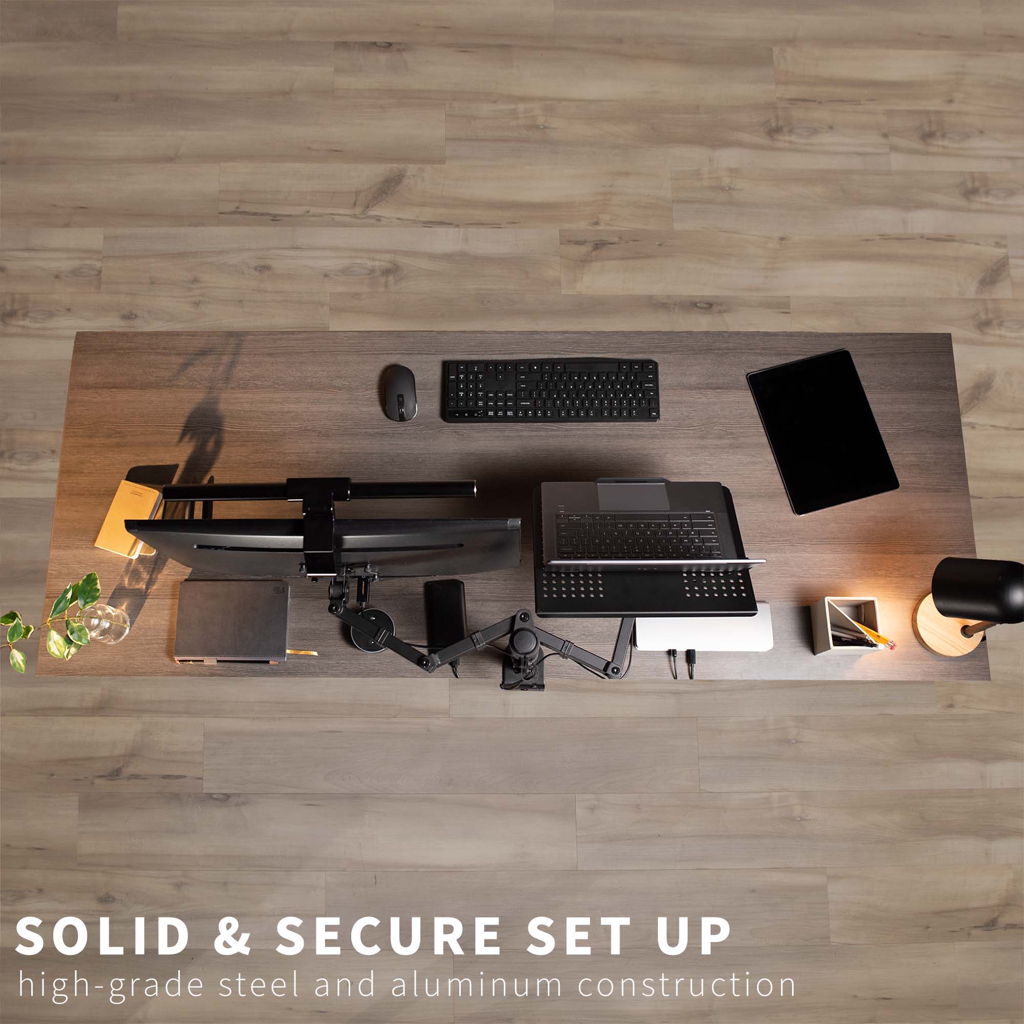 Single Monitor and Laptop Desk Mount - Up to 32" Screens, 17" Laptops