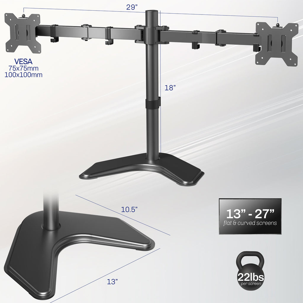 Dual Monitor Desk Stand - Up to 38" Screens