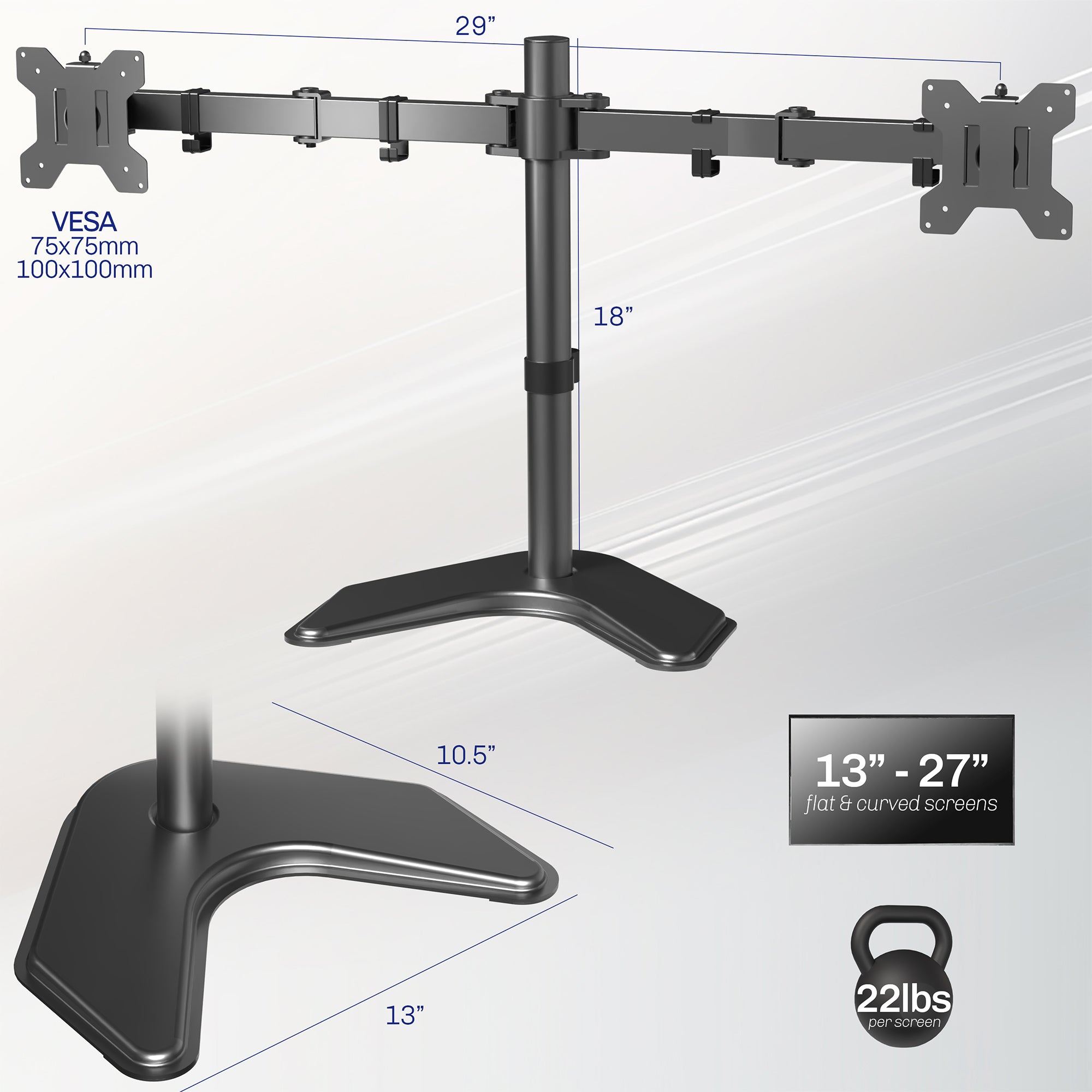 Dual Monitor Desk Stand - Up to 38" Screens