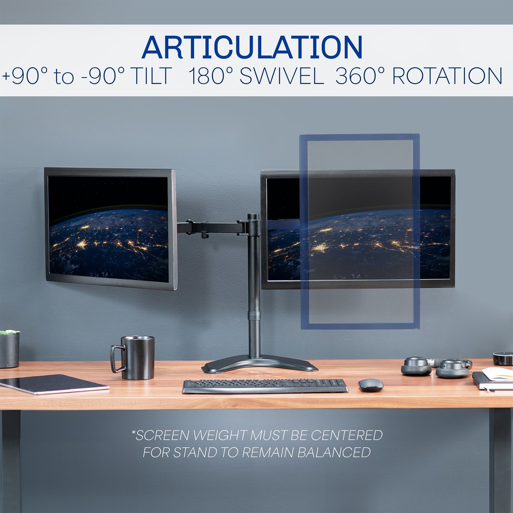 Dual Monitor Desk Stand - Up to 38" Screens