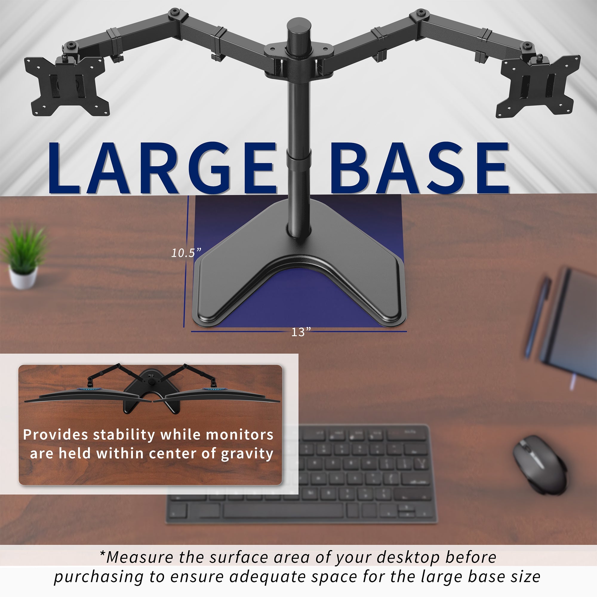 Dual Monitor Desk Stand - Up to 38" Screens