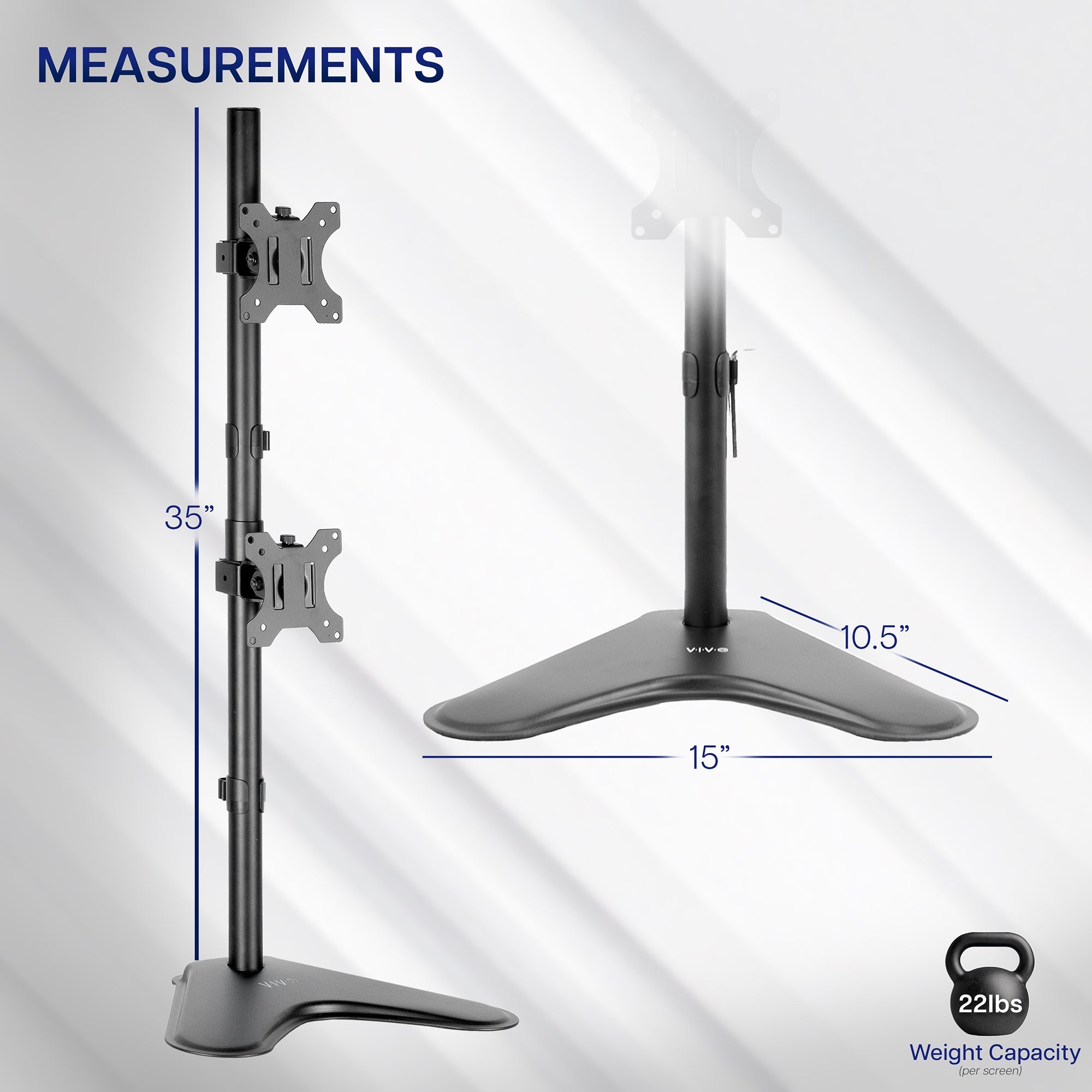 Dual Vertical 13" to 34" Monitor Desk Stand
