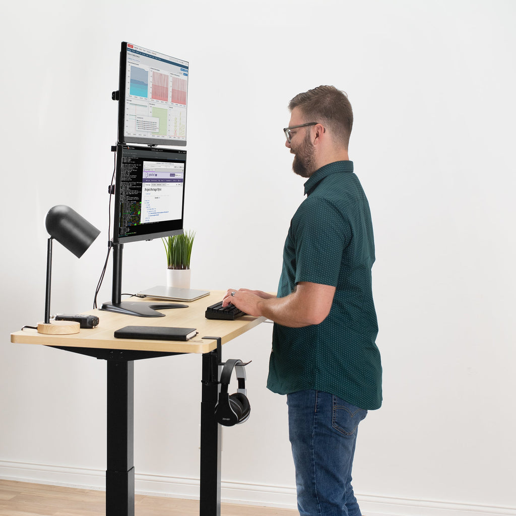 Dual Vertical 13" to 34" Monitor Desk Stand