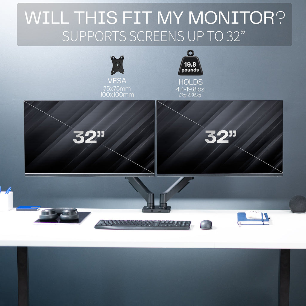 Mechanical Arm Dual 17" to 32" Monitor Desk Mount