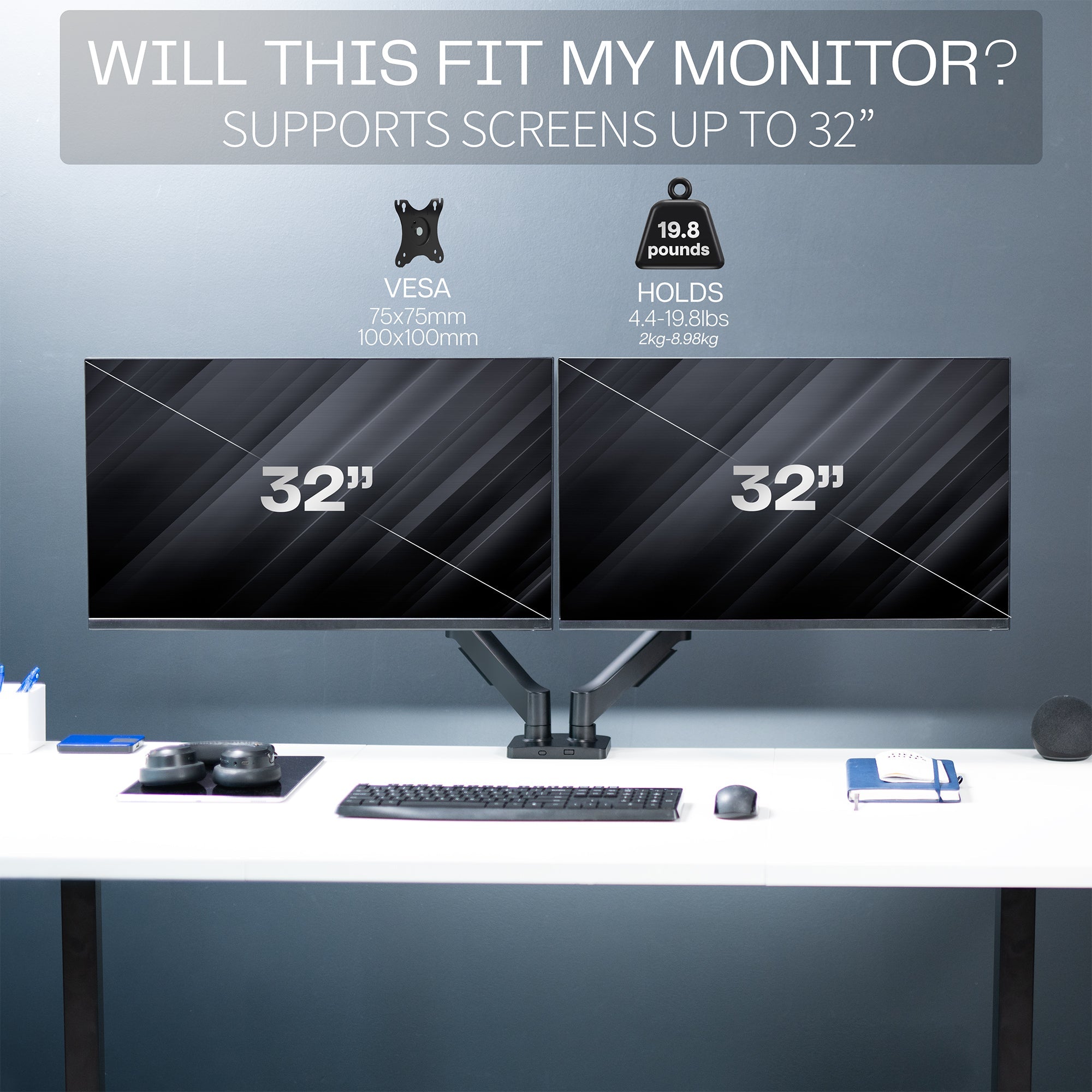 Mechanical Arm Dual 17" to 32" Monitor Desk Mount