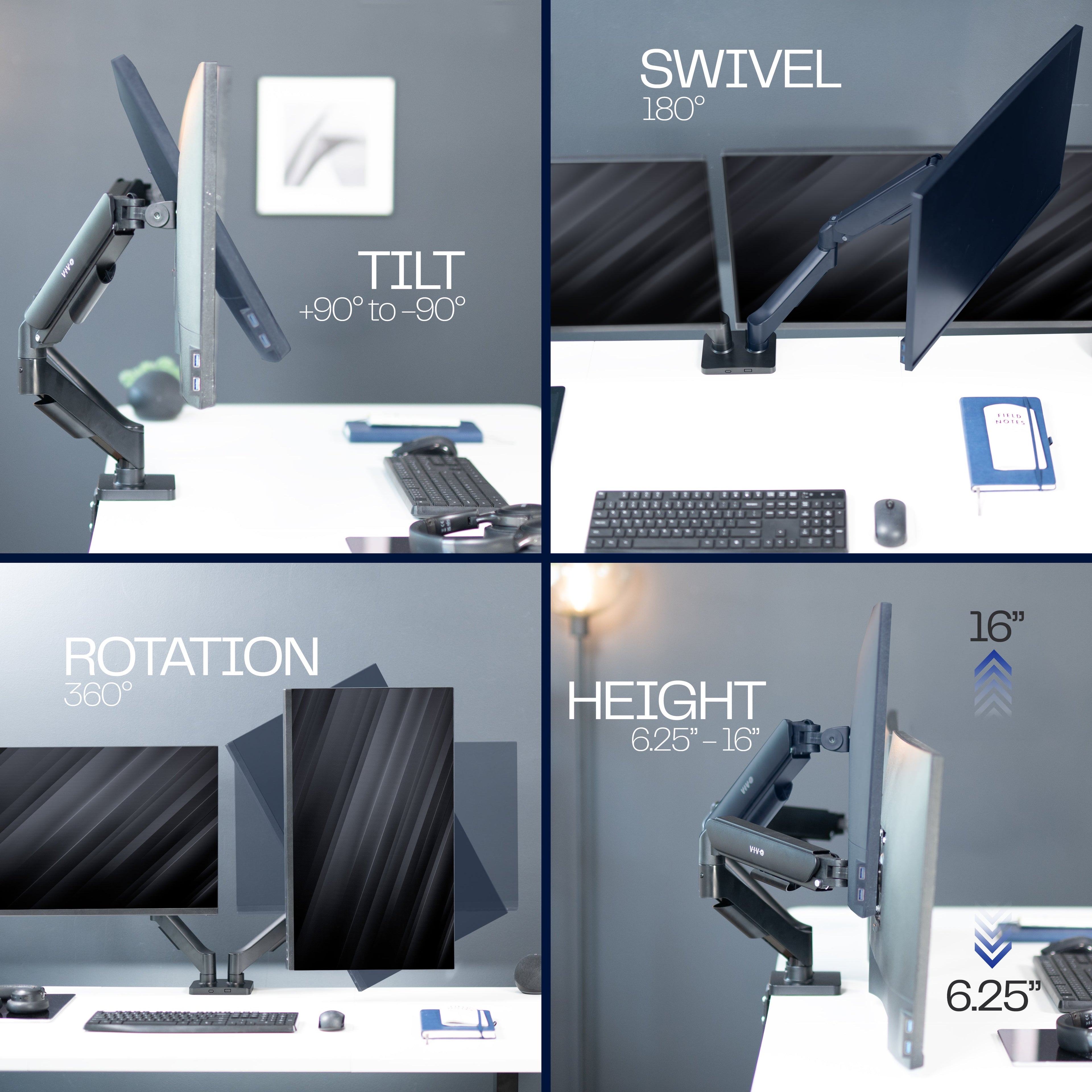Mechanical Arm Dual 17" to 32" Monitor Desk Mount