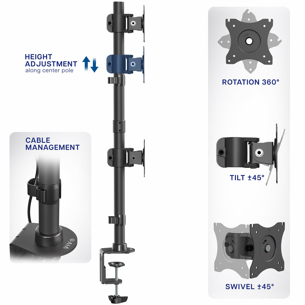 Vertical Dual 13” to 34" Monitor Desk Mount