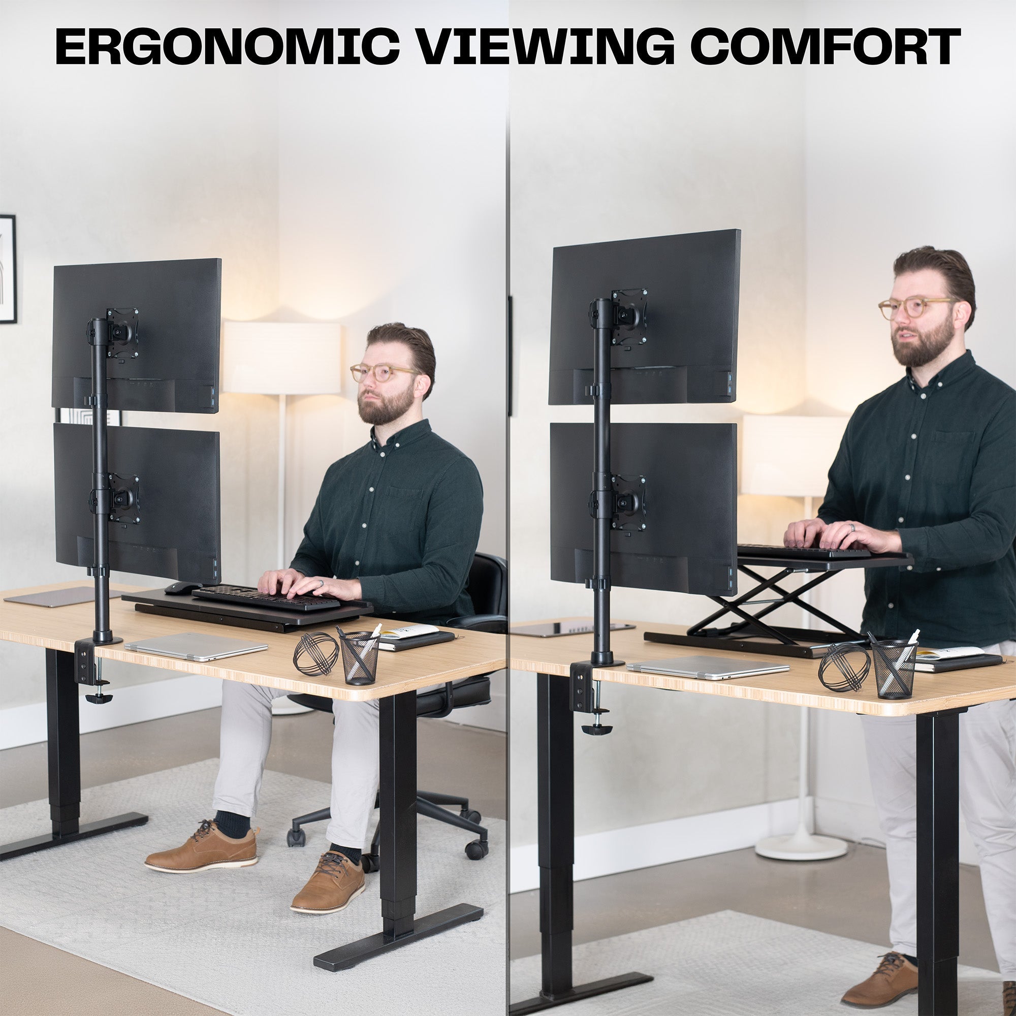 Vertical Dual 13” to 34" Monitor Desk Mount
