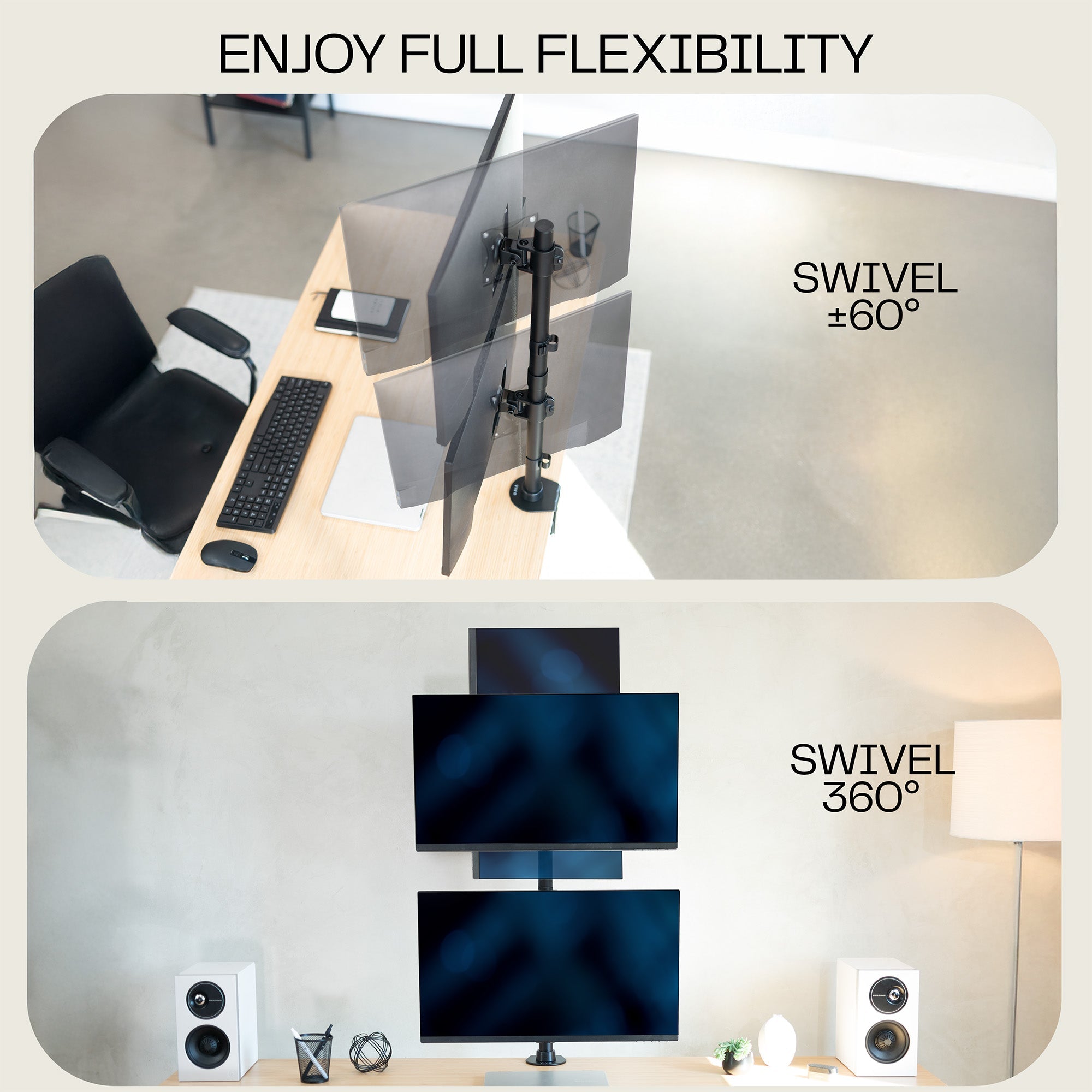 Vertical Dual 13” to 34" Monitor Desk Mount