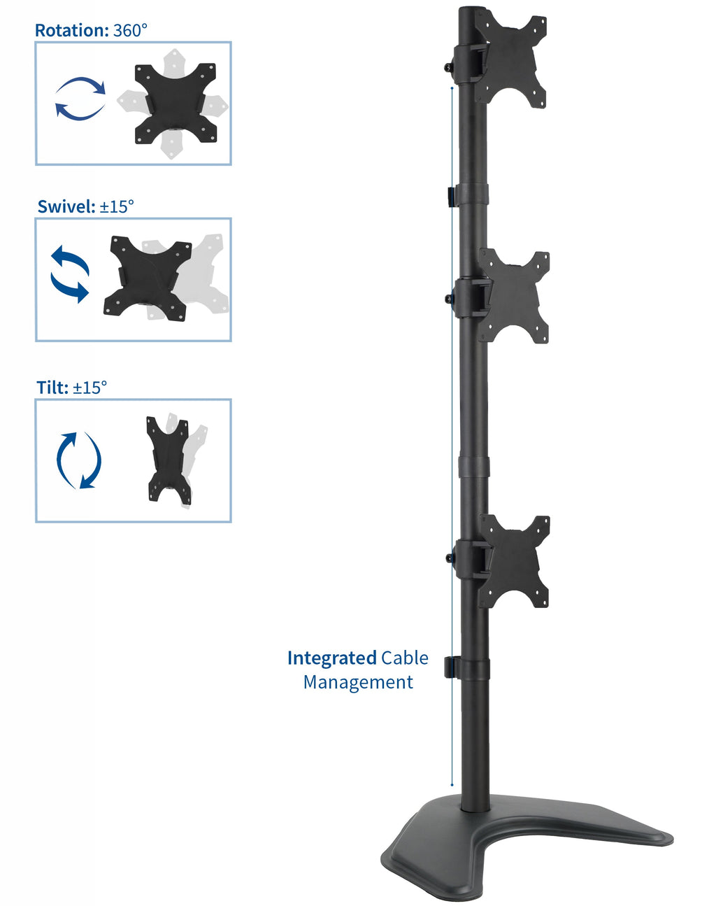 Vertical Triple 13” to 27" Monitor Desk Stand