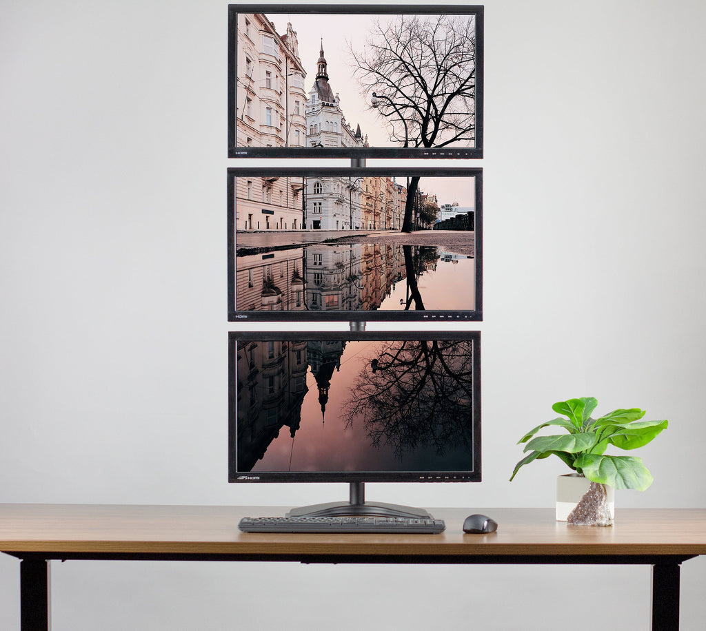 Vertical Triple 13” to 27" Monitor Desk Stand