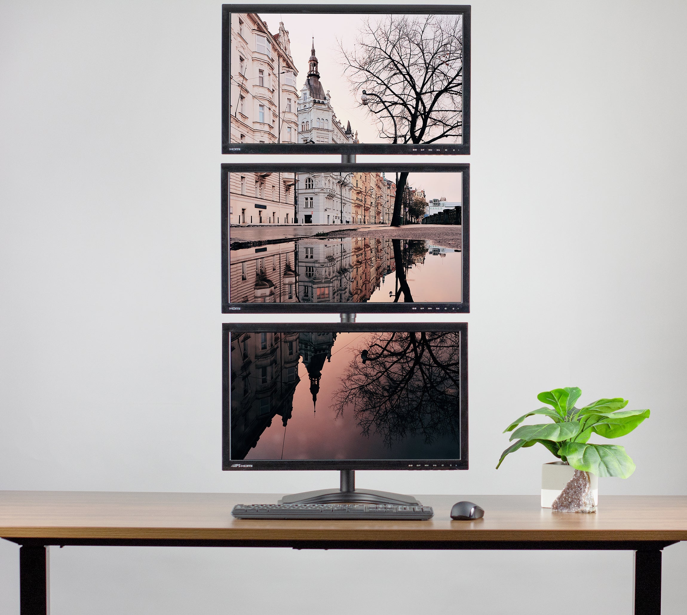 Vertical Triple 13” to 27" Monitor Desk Stand