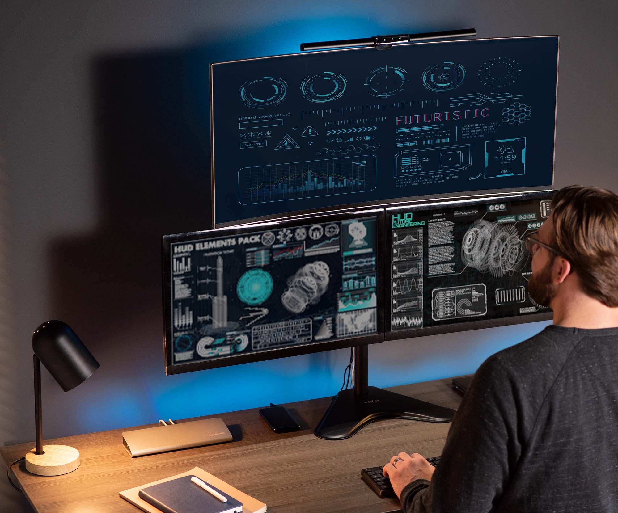 Triple 13” to 30” Monitor Desk Stand