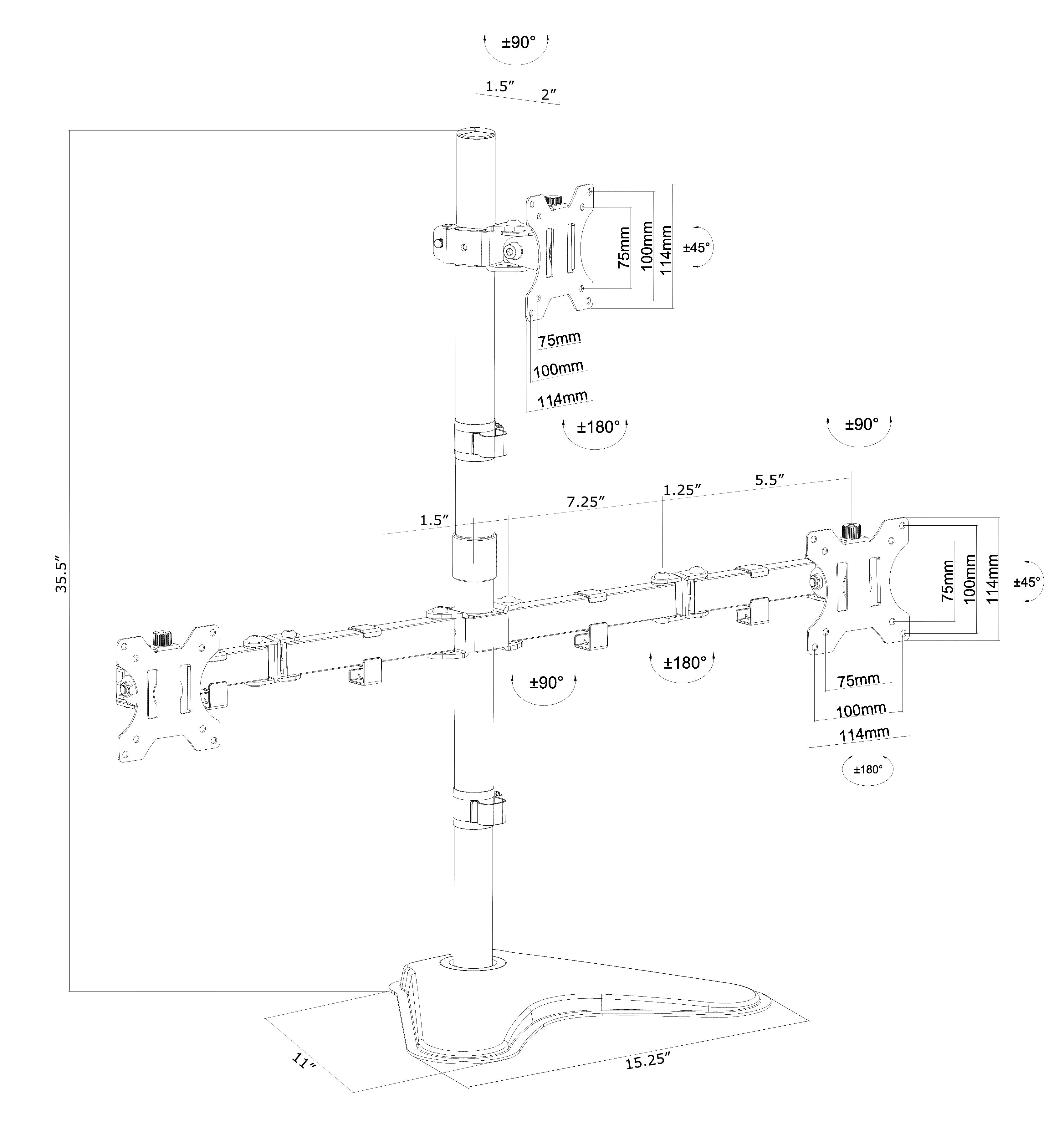 Triple 13” to 30” Monitor Desk Stand